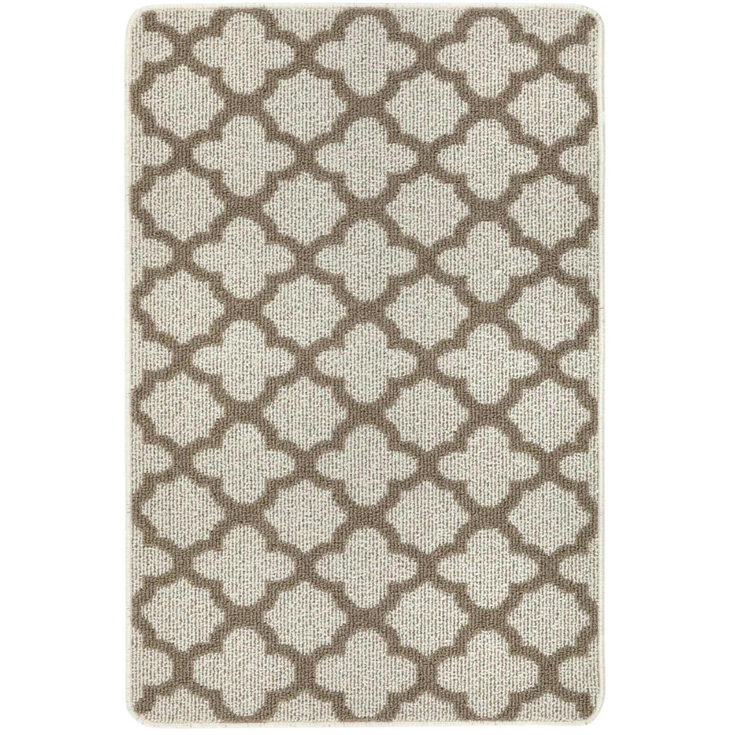 The Rugs Beige Moroccan Washable Mat And Runner - 67X100 Cm