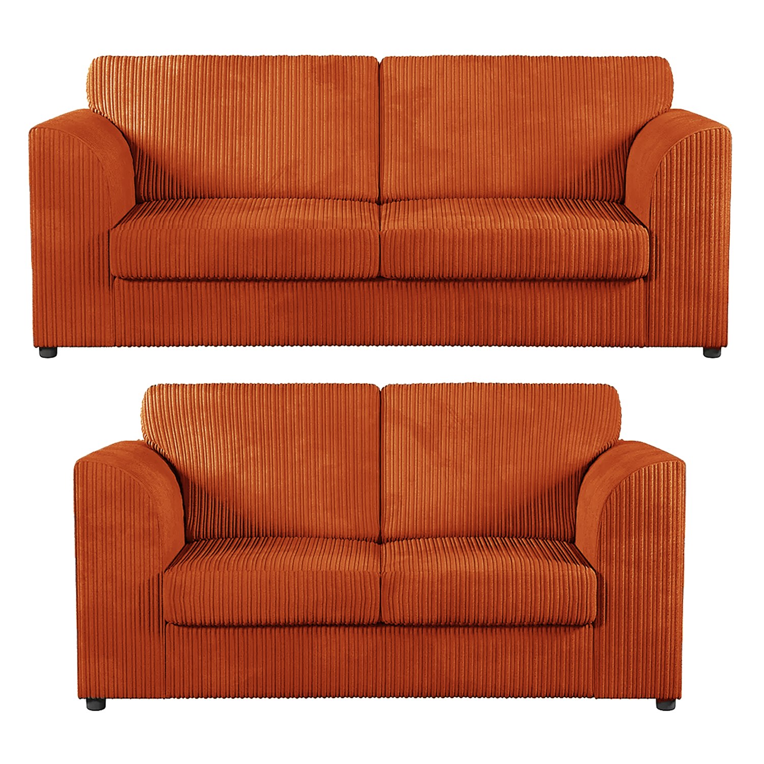 Rackhams Orange Luxor Full Jumbo 3 + 2 Seater Sofa Set – Full Back