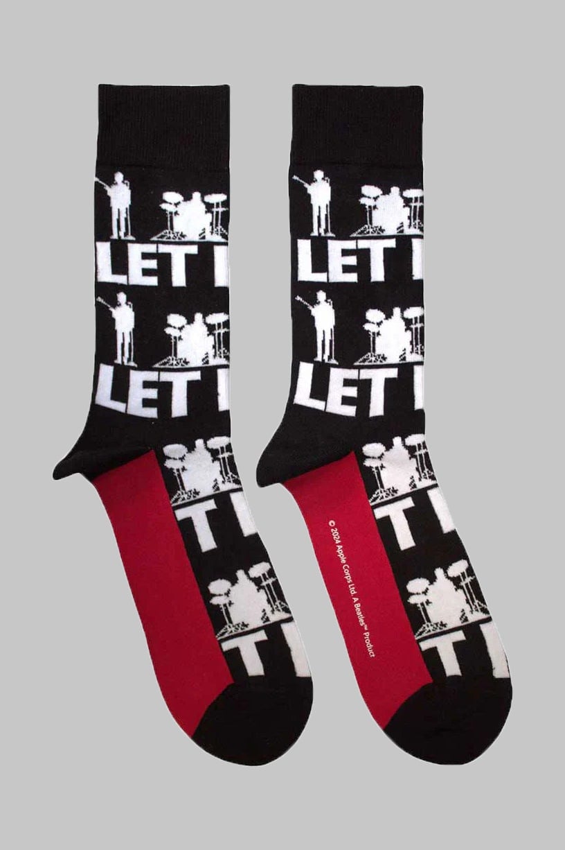 Paradiso Clothing Unisex Black The Beatles Let It Be Silhouettes Repeat Ankle Socks