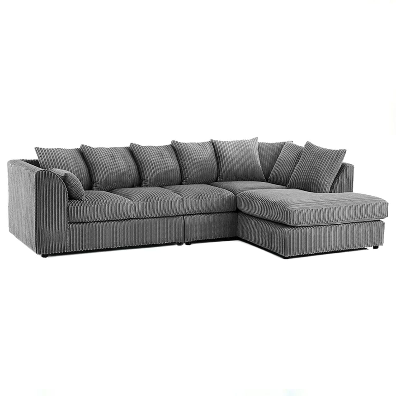 Snug Furniture Grey Luxury Jumbo Cord Extra Large Corner Right Hand Sofa