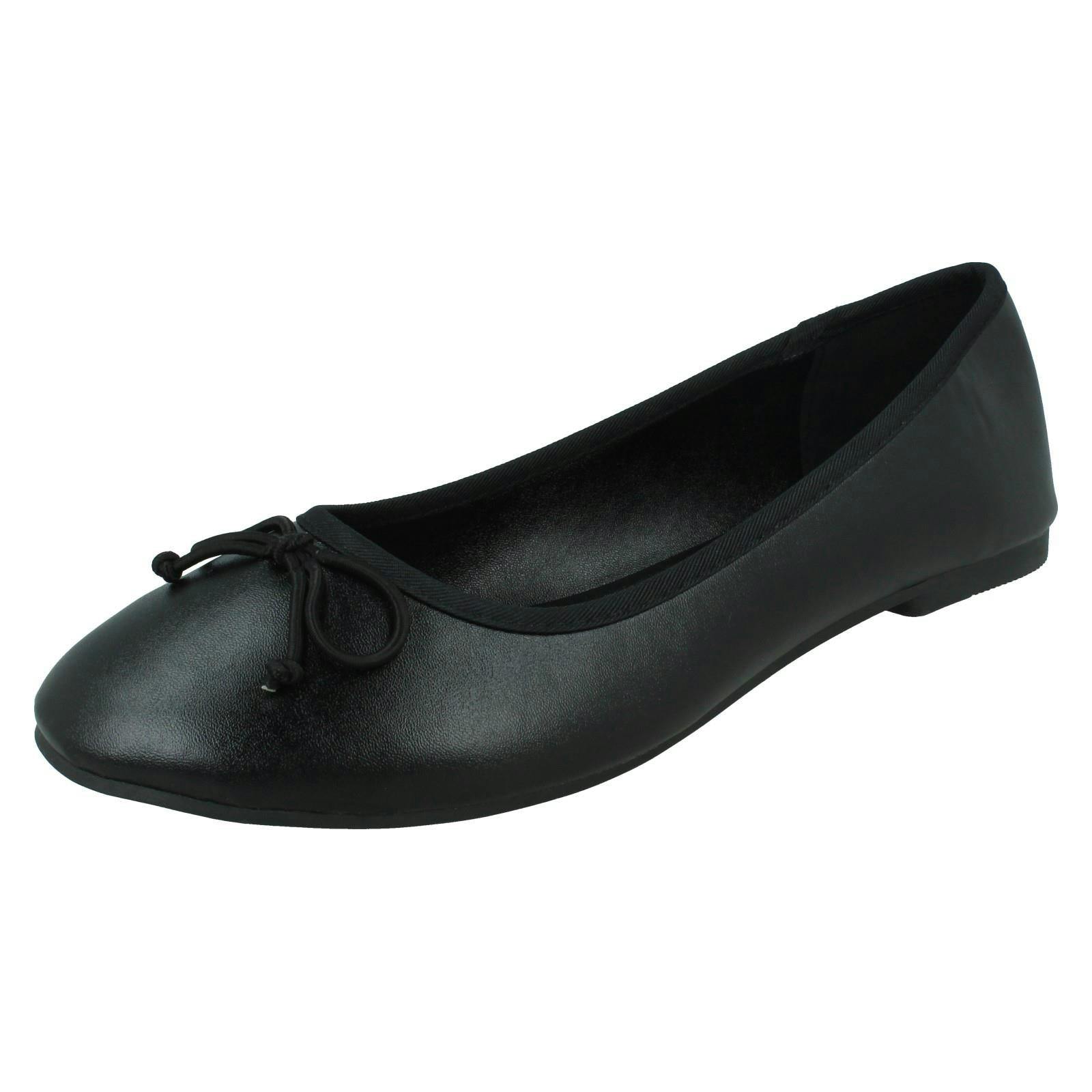 Spot On Women's Black Ballerinas With Small Bow Detail F80397 - Uk 7
