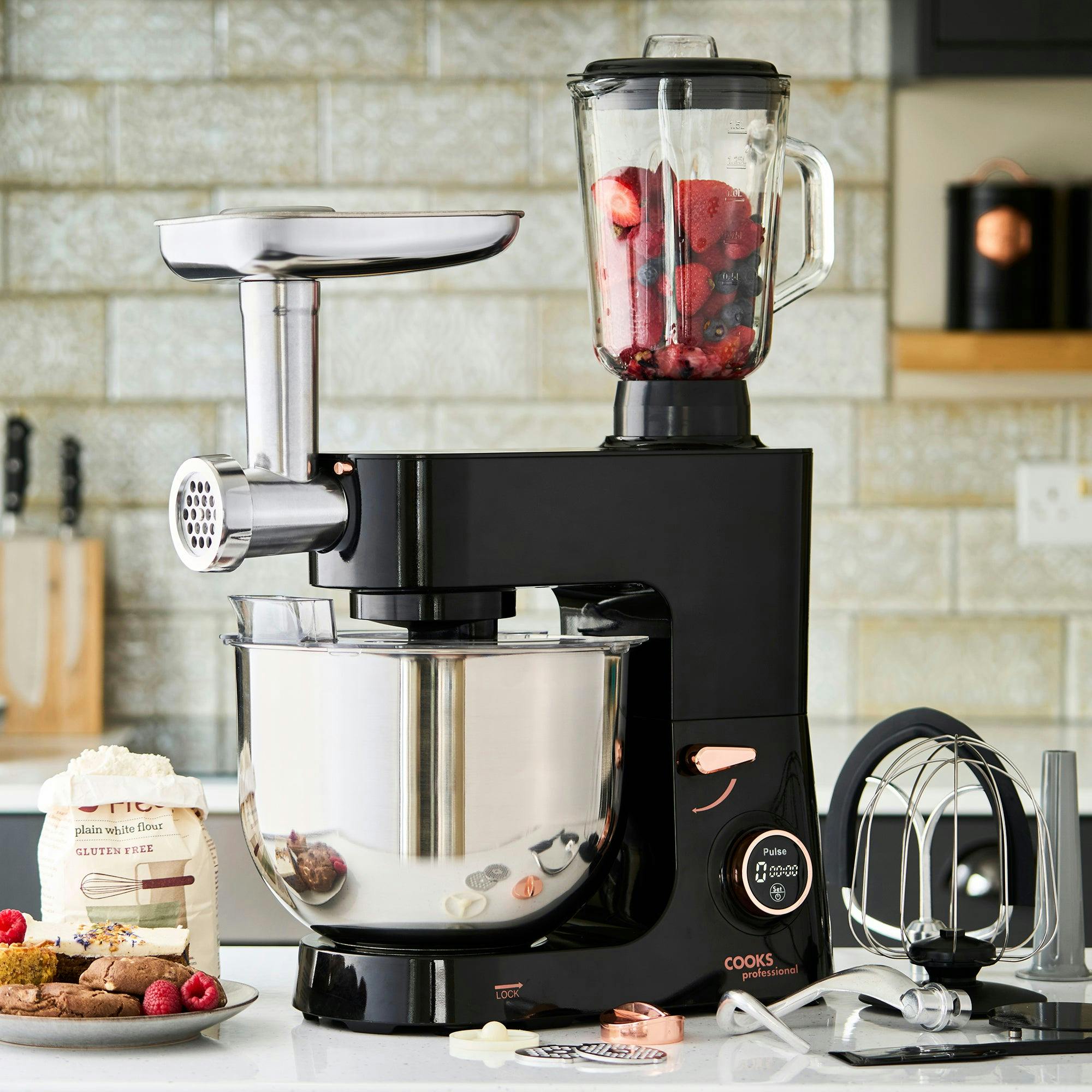 Cooks Professional Stand Mixer 1800W Rose Gold - 8L Bowl - Image 4