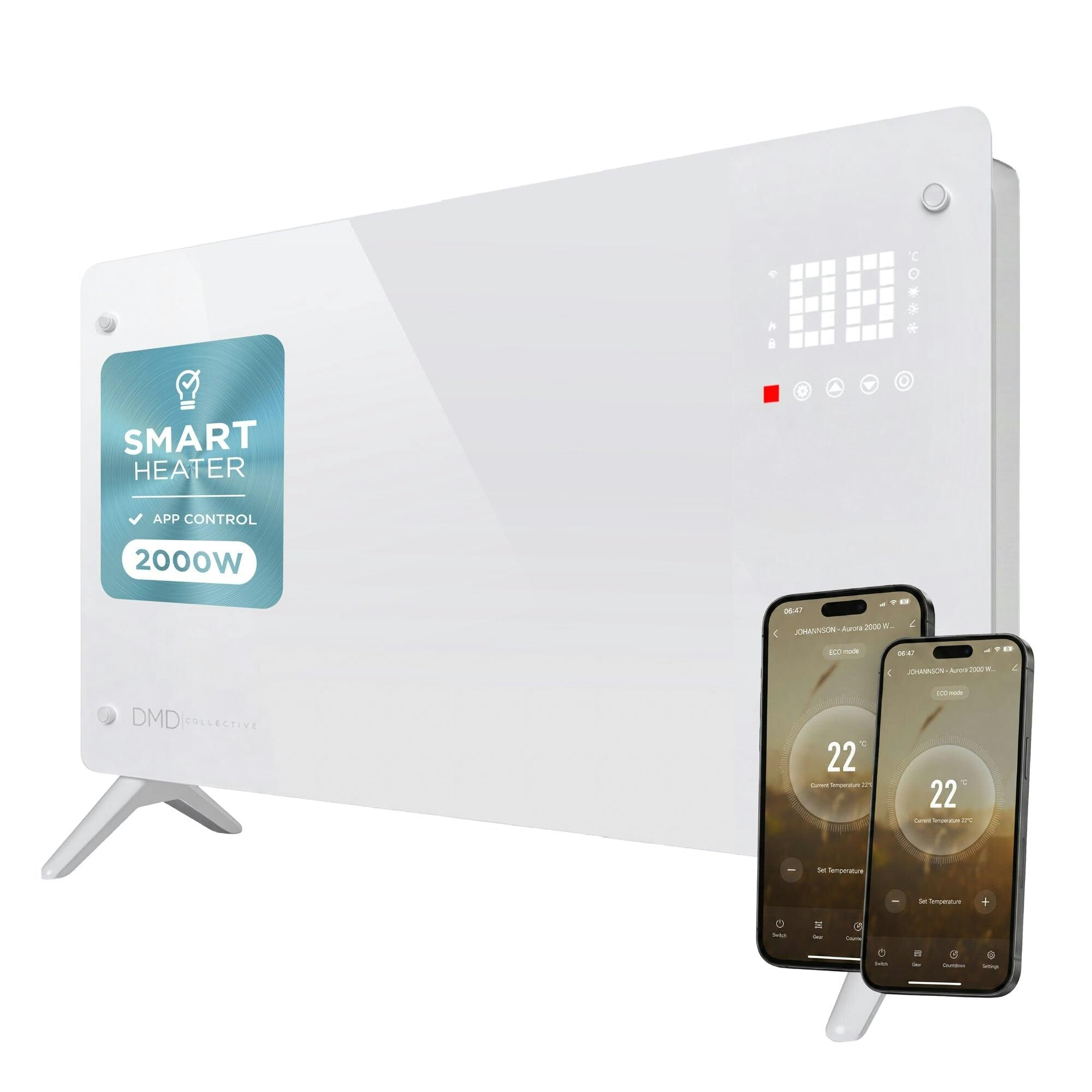 Dmd Collective White Smart Glass Panel Heater – Fast, Silent & Energy-Efficient - 2000W