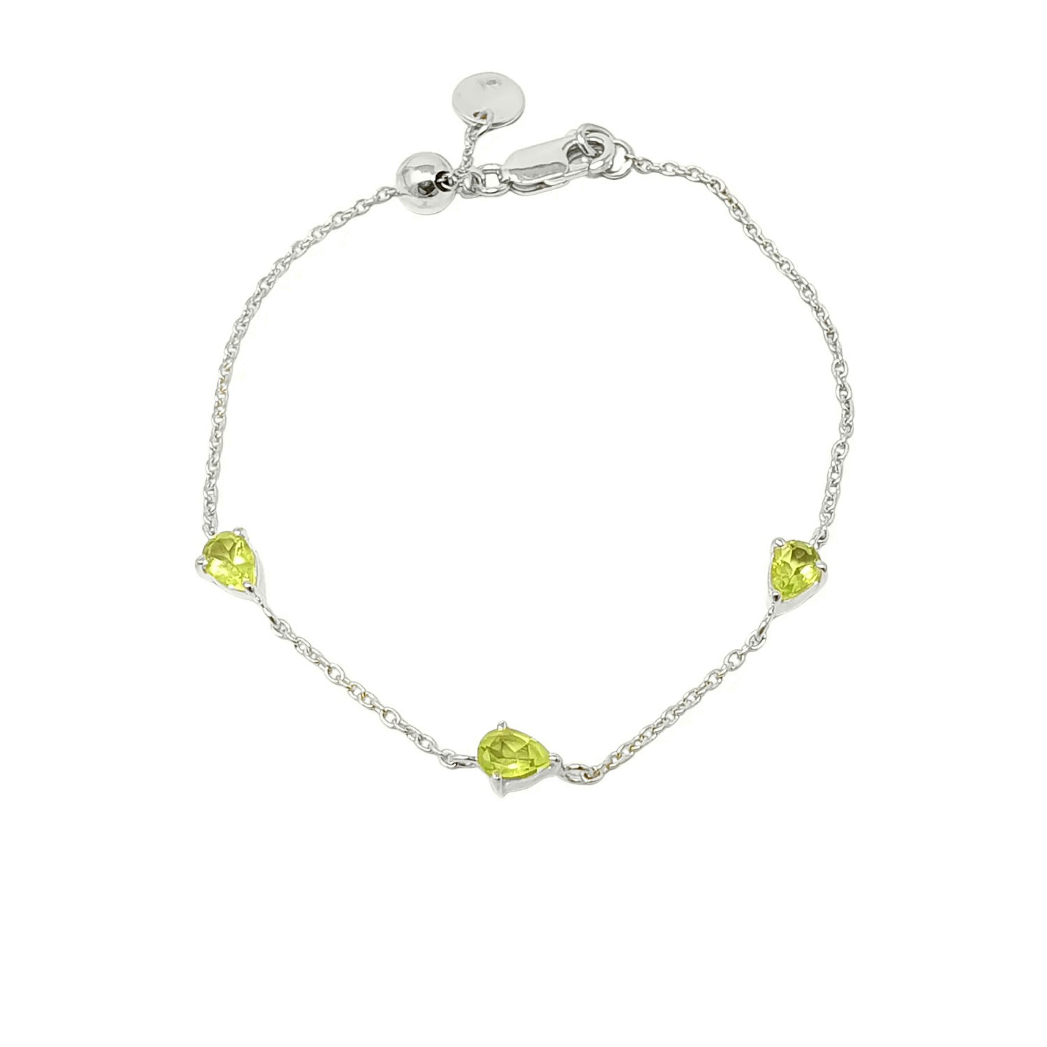 Harfi Silver Peridot August Birthstone Minimalist Sterling Bracelet