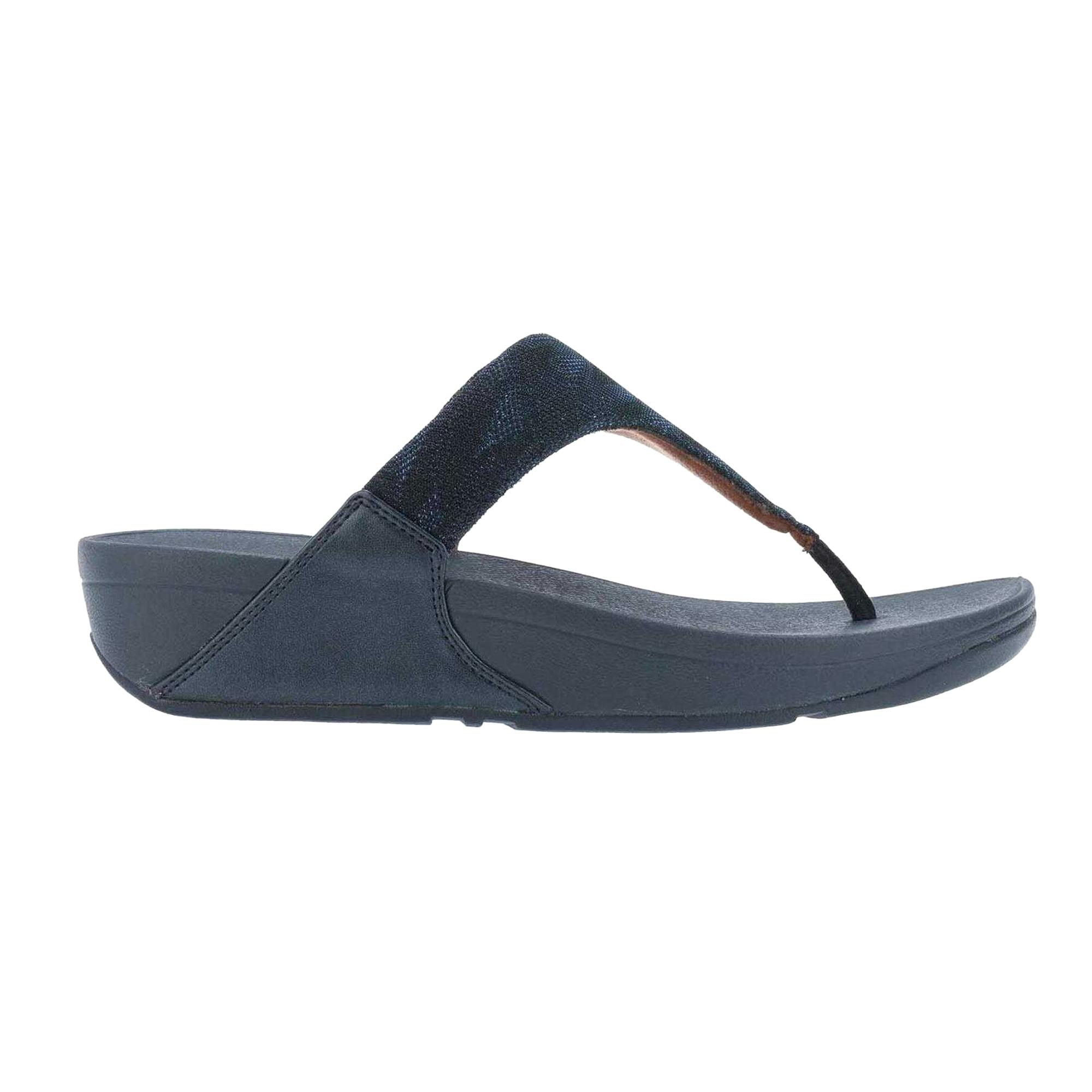Fit Flop Women's Lulu Glitz Toe Post Wedge Sandals - Navy - 6 Uk - Navy - 100% Mixed
