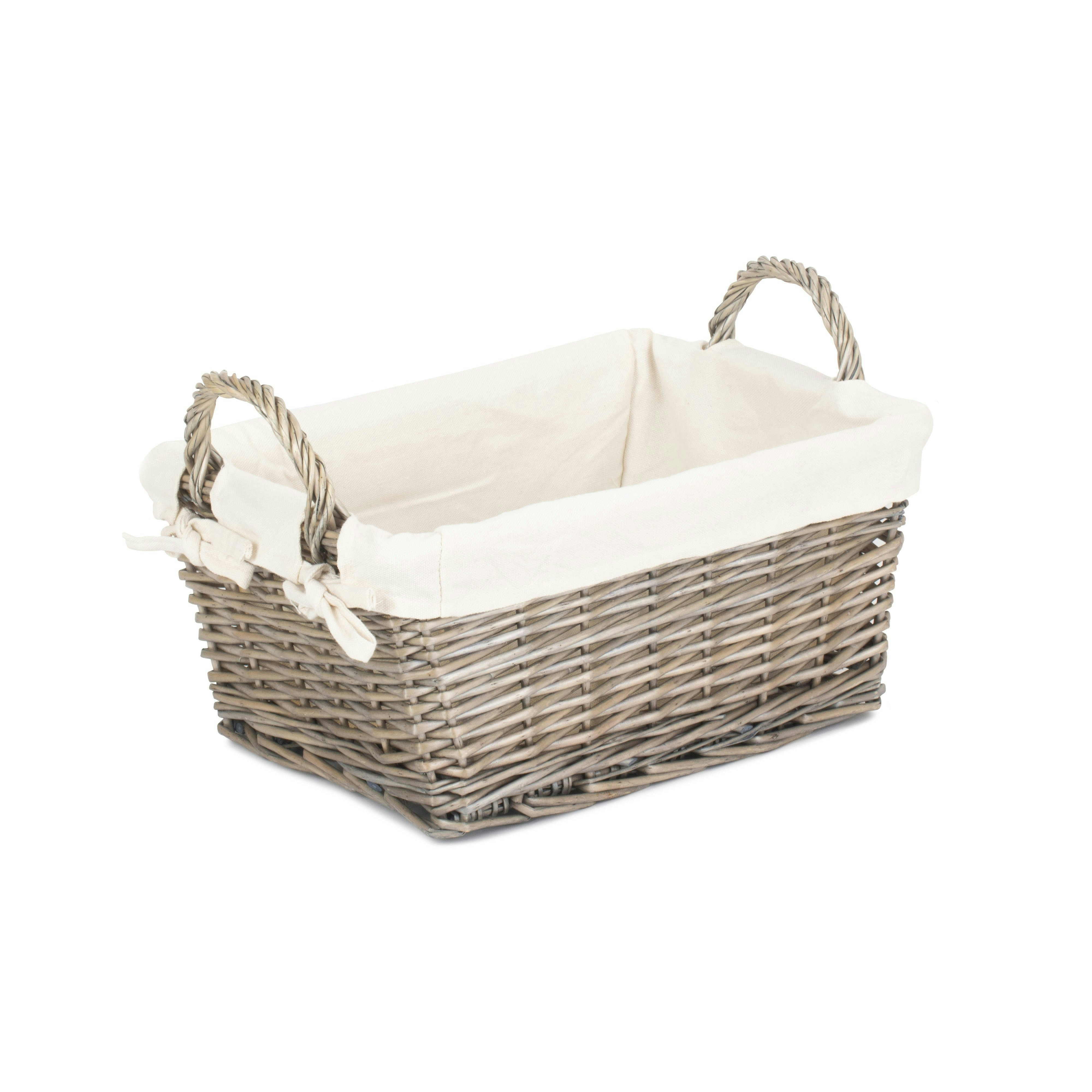Rackhams Red Antique Wash Wicker Handled Lined Storage Basket - Large
