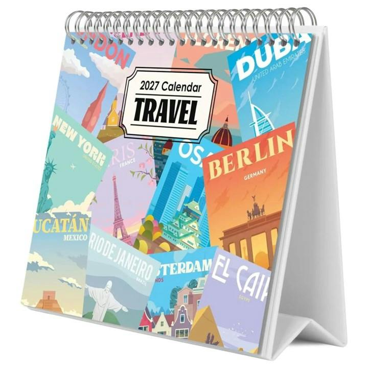 Grupo Erik Travel Desk Calendar 2027 UK - Travel Gifts for Women & Men | Travel Calendar 2027 | 12 Month Desktop Calendar 2027 Month to View, Weekly Desk Planner | Wanderlust Travel Lover Gifts - Image 4