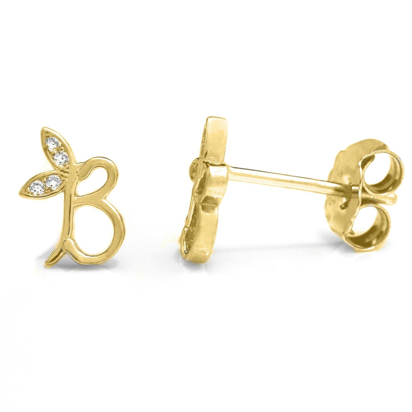 Say It With Yellow/Gold Winged Initial Earrings - Plated - B