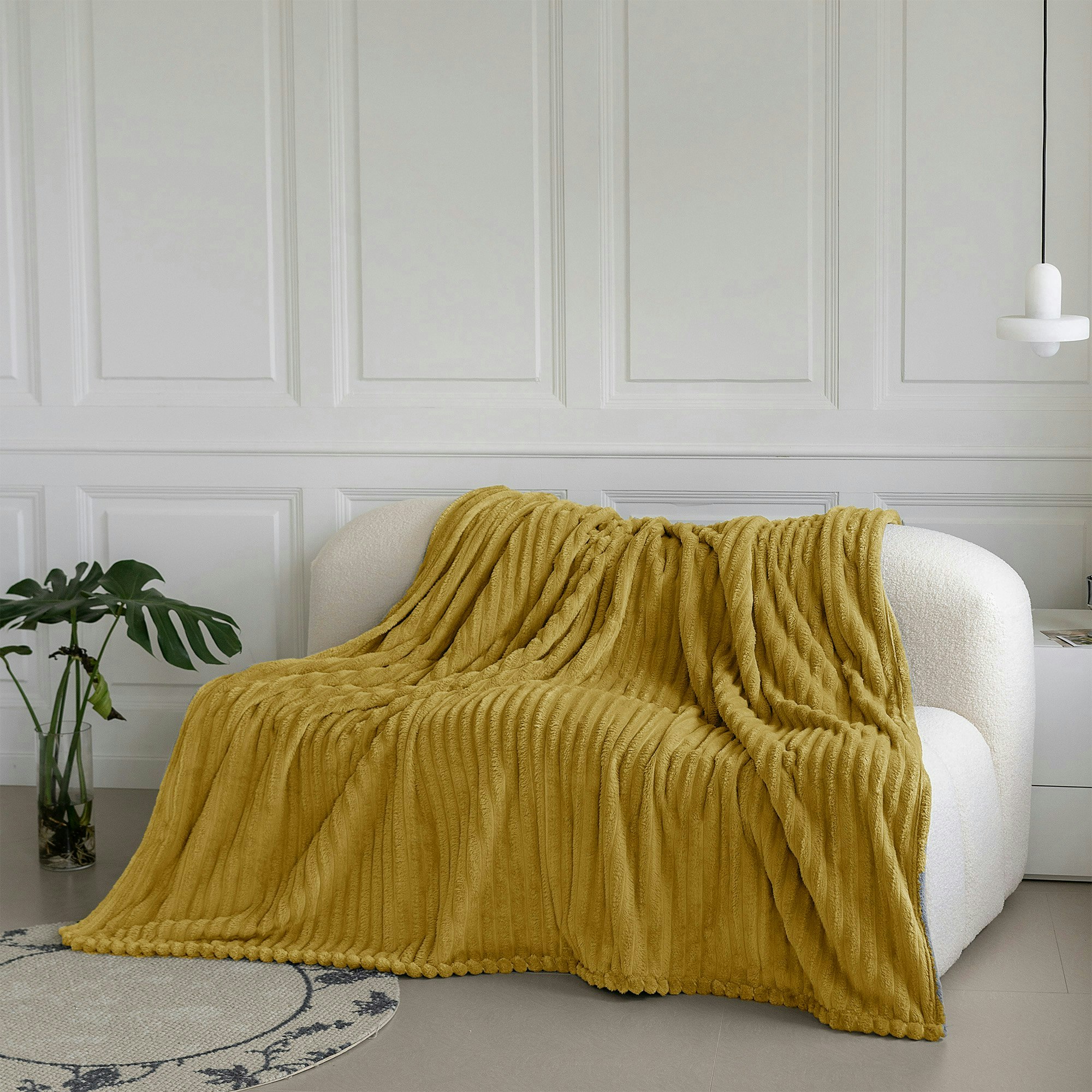 Velosso Chunky Cord Super Soft Plush Heavy Blanket - 200Cm X 240Cm - Ochre