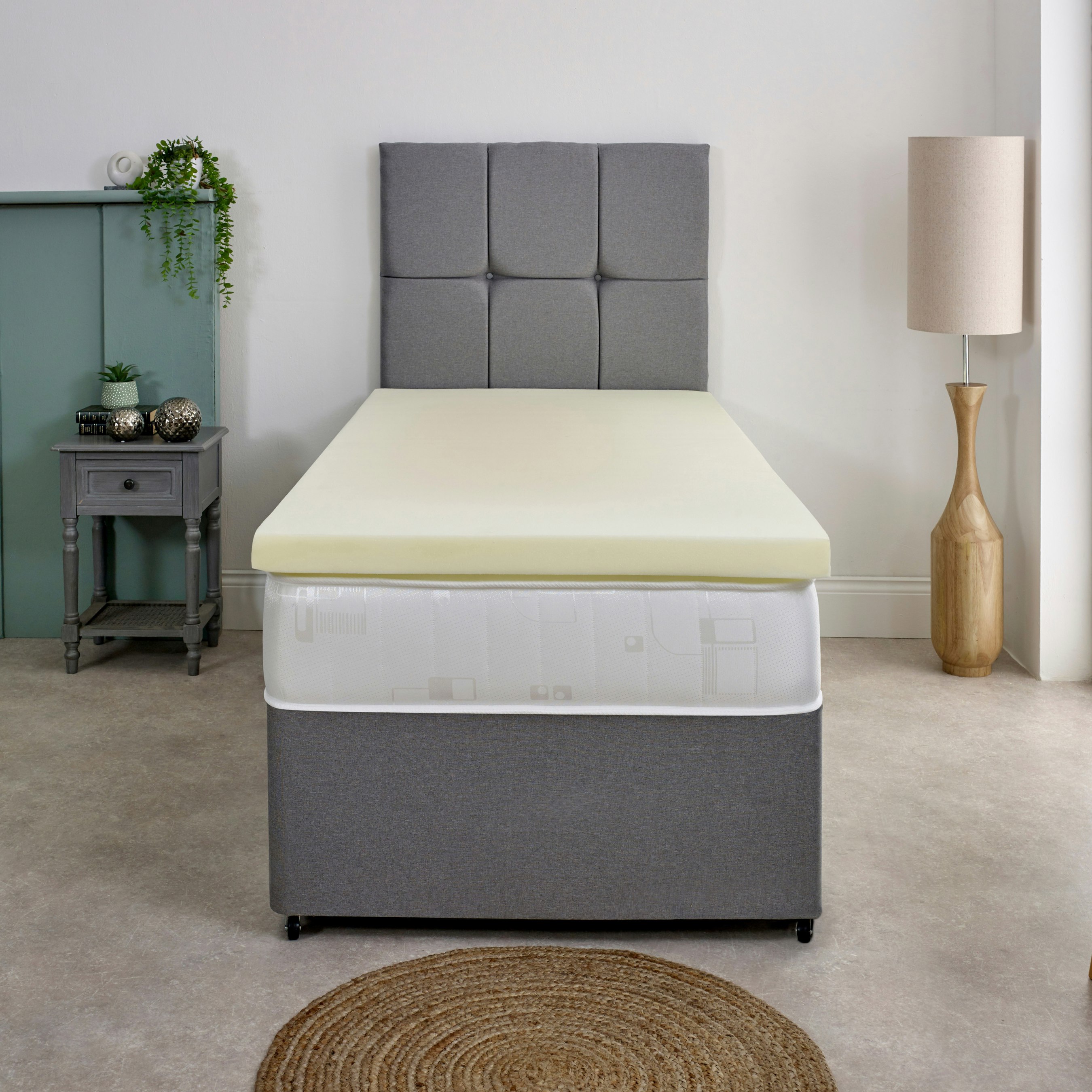 The Foam People White Memory Foam Mattress Topper - 1" Deep, Pressure-Relieving Comfort - 1 - 4Ft6 Double Mattress (135Cm X 190Cm)