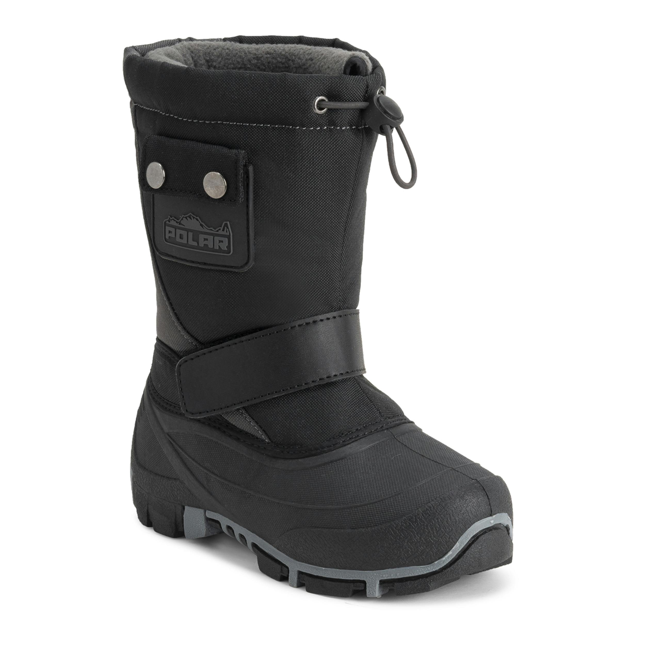 Viva Black/Grey Polar Kids Winter Thermal Warm Faux Fur Waterproof Outdoor Boots - 4