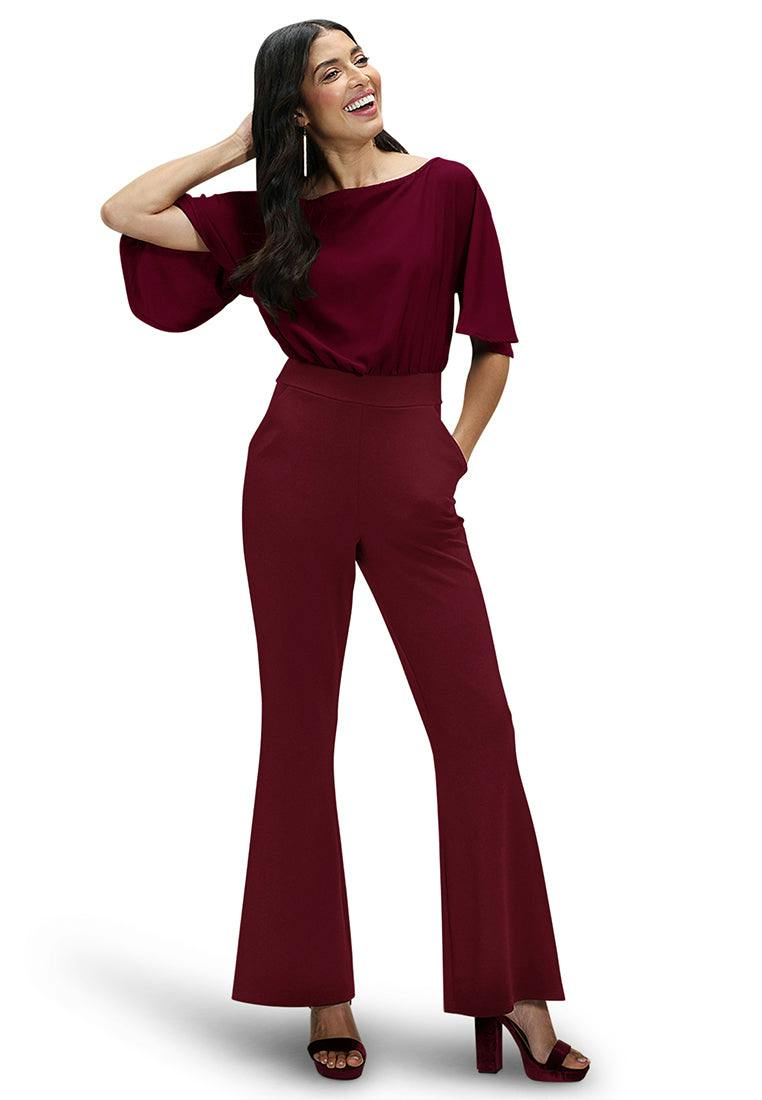 Hotsquash Drop Shoulder Jumpsuit - Wine - 10