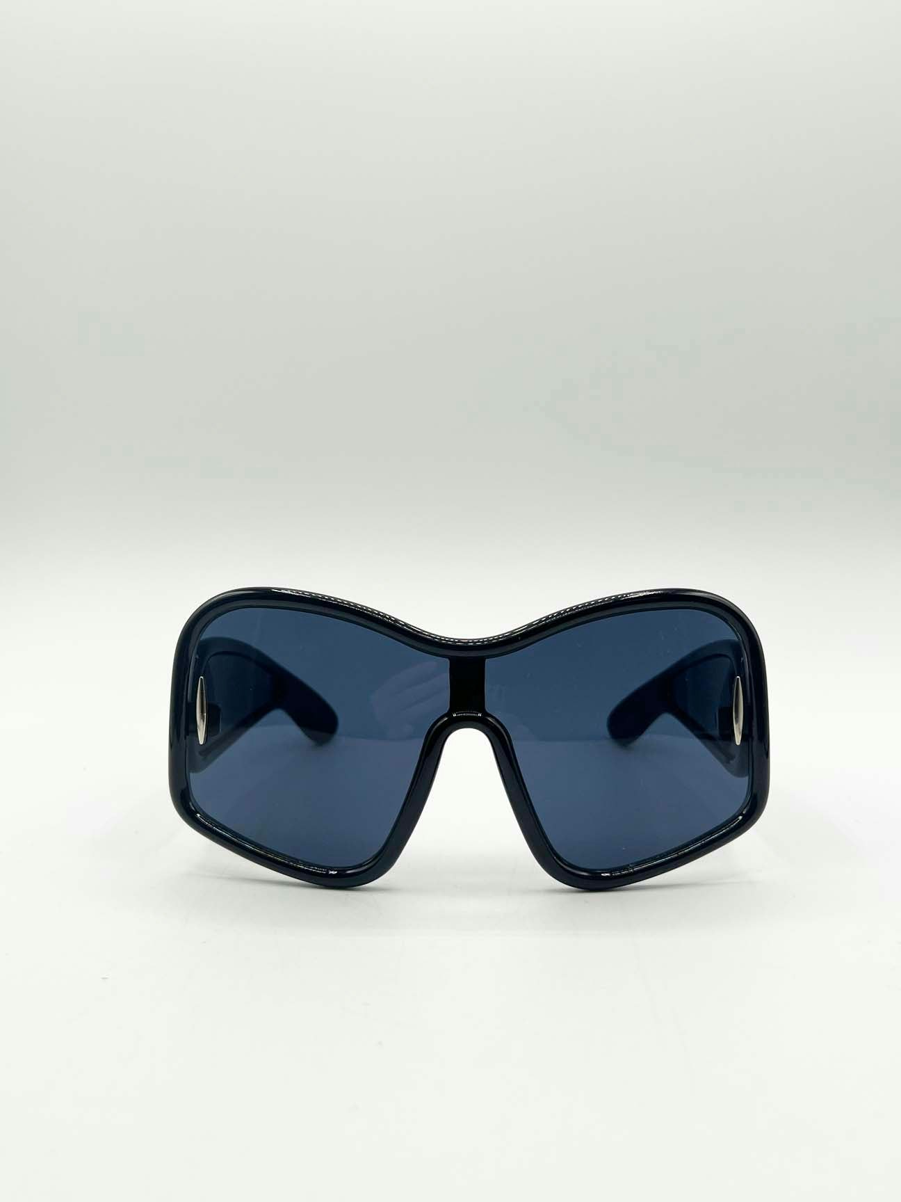 Svnx Black Square Oversized Mask Sunglasses In - One Size