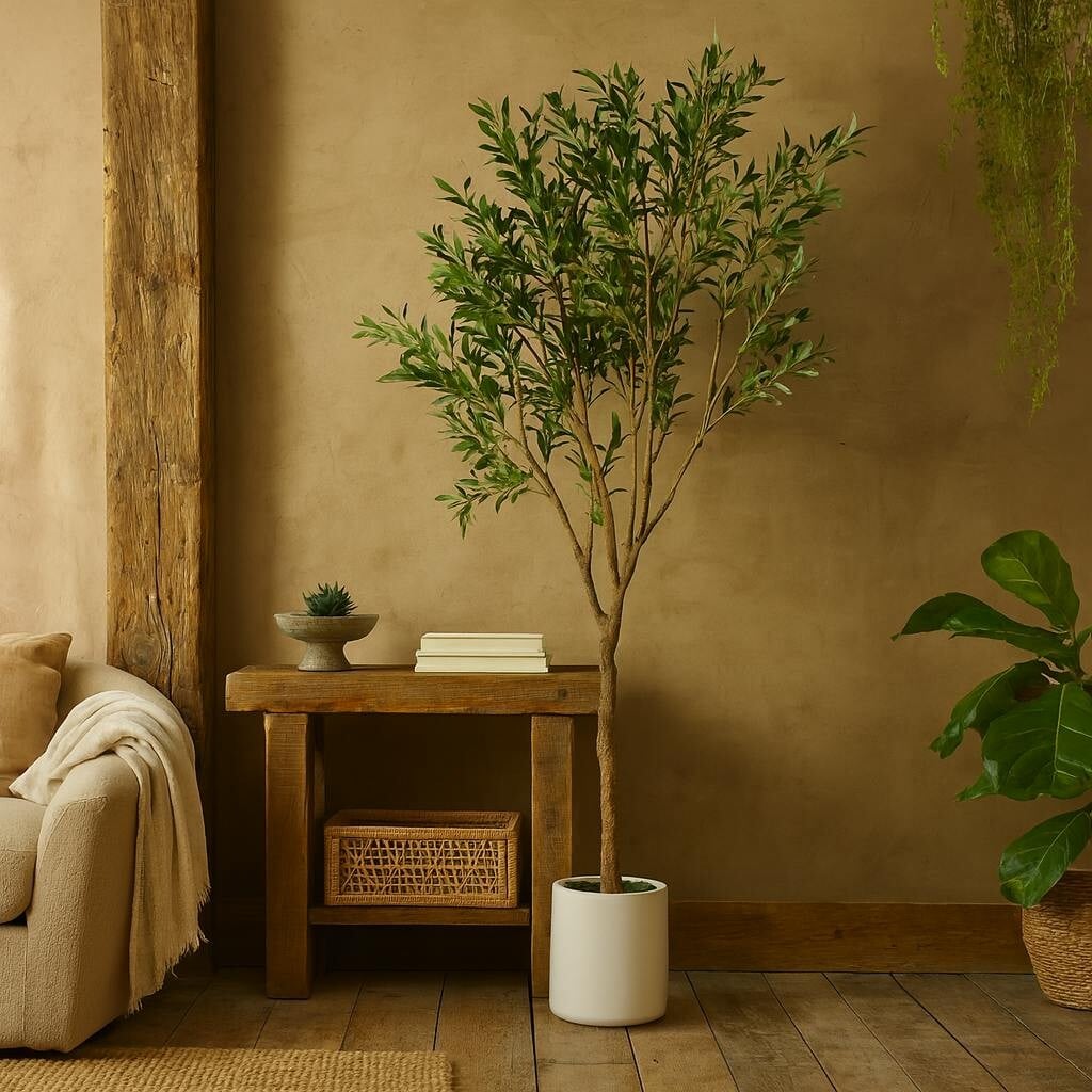 B&Q -  240Cm Extra-Large Mediterranean Artificial Olive Tree With White Pot - Image 3