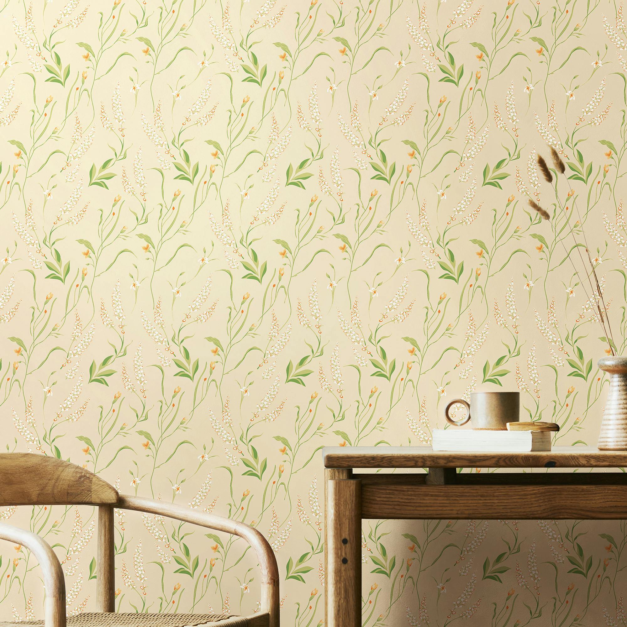 Rackhams Golden Springtime Meadow - Straw 10M Wallpaper