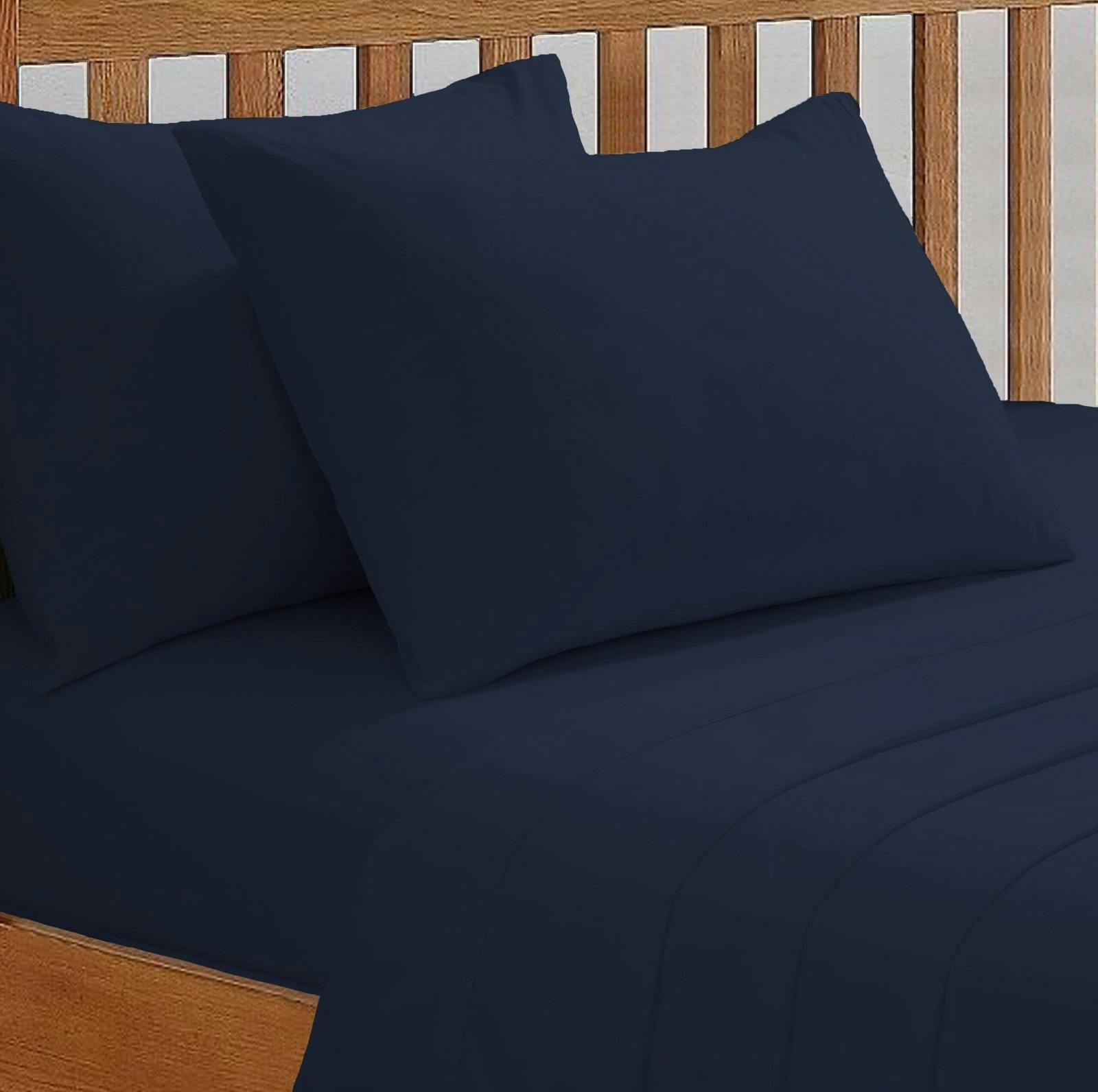 Rackhams Green Deluxe Fitted Sheet Or Pillowcase Pair - Navy - Pillow Case (50 X 75Cm)