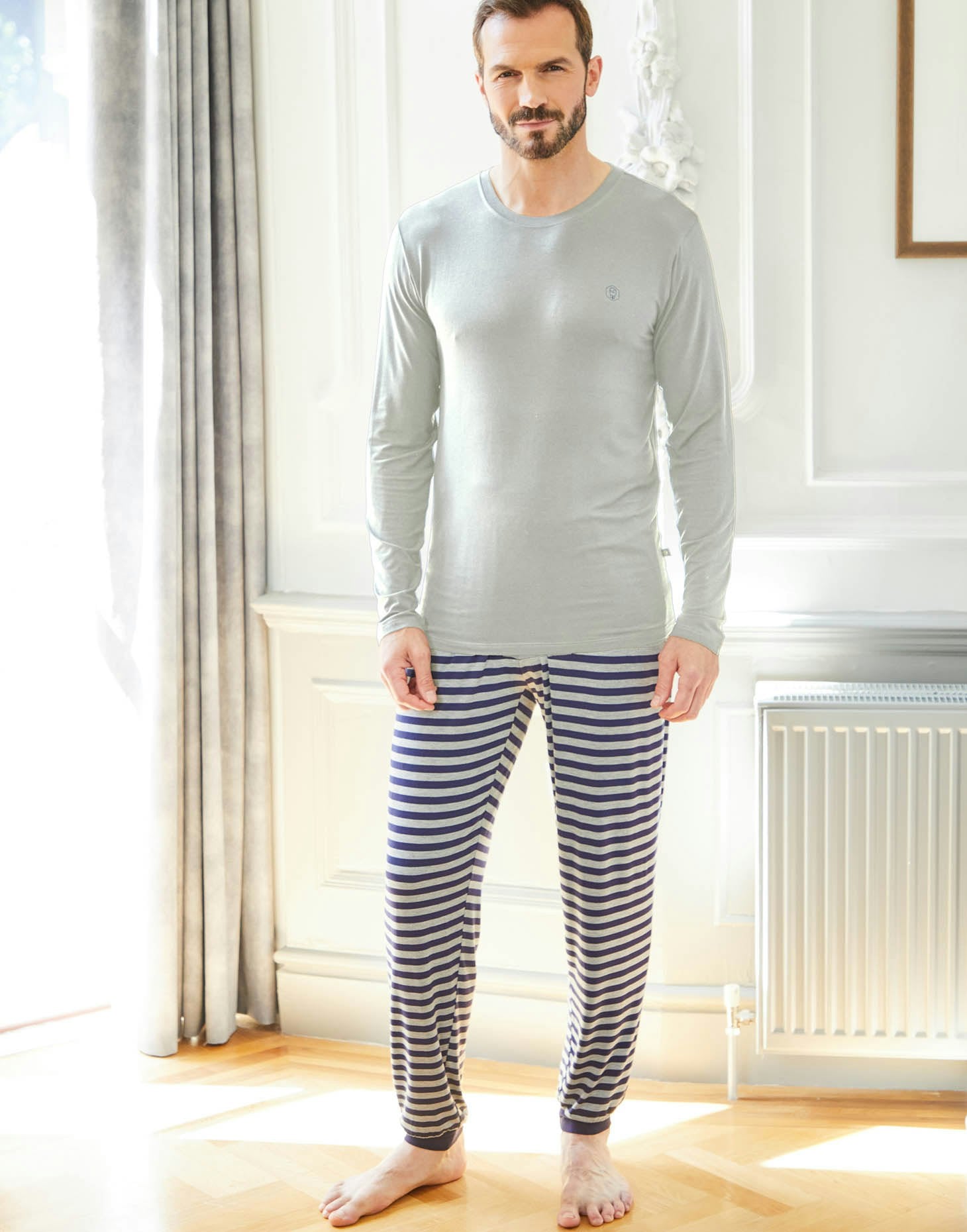 British Boxers Men's Grey Bamboo Pyjama Set - Melange - XX-Large