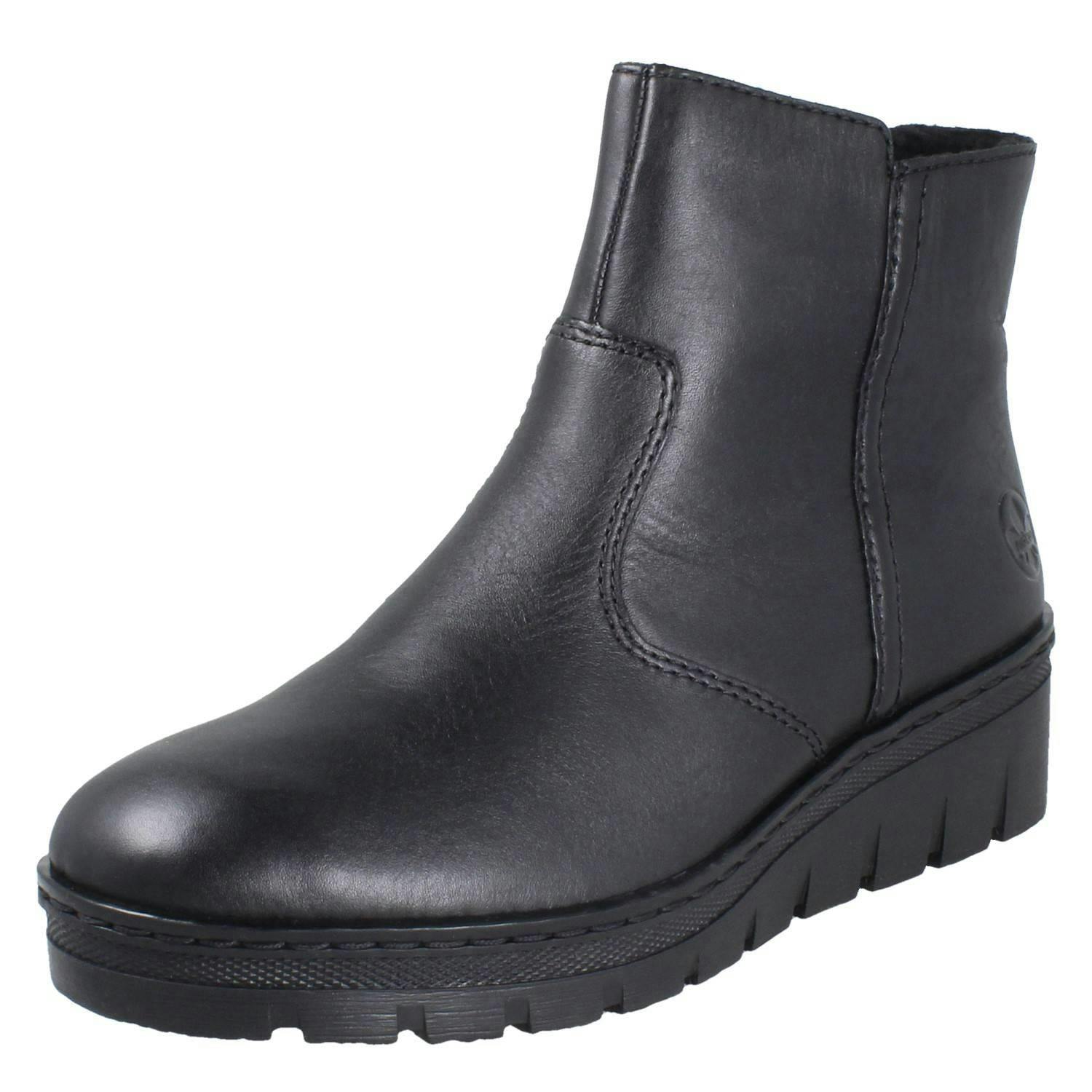 Rieker Women's Black Fleece Lined Ankle Boots X9165 - Uk 7.5