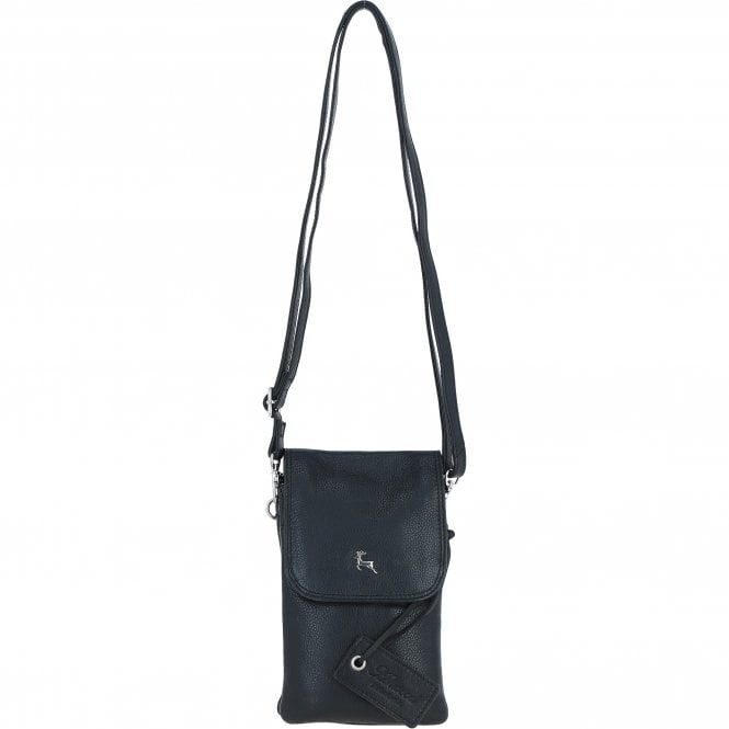Ashwood Black Real Leather Smartphone Crossbody Bag: York - Leather