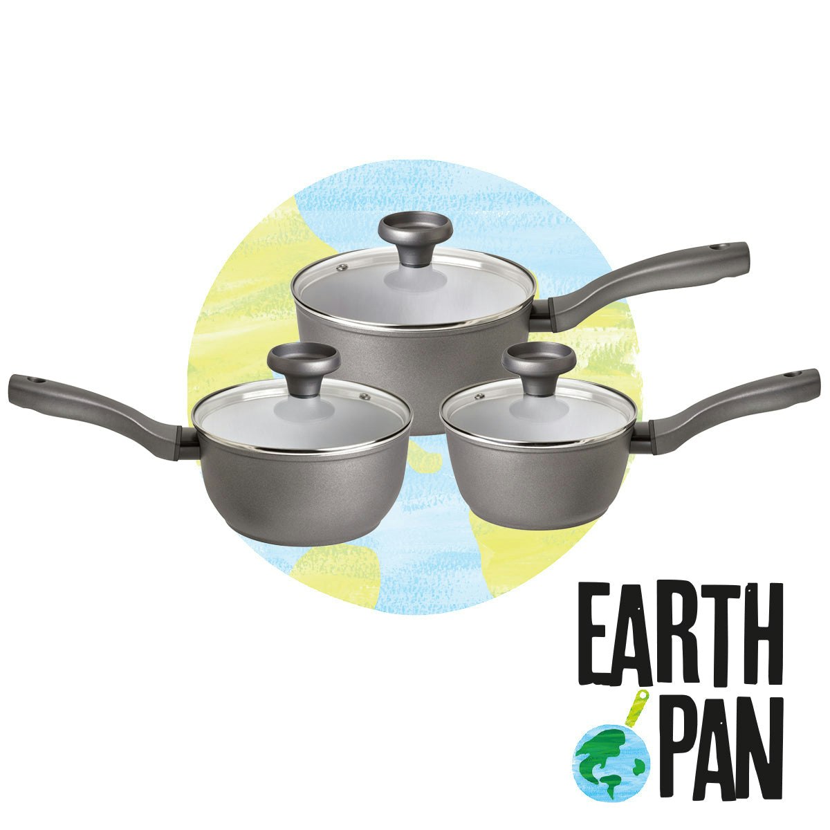 Rackhams 3 Piece Ceramic Non-Stick Saucepan Set