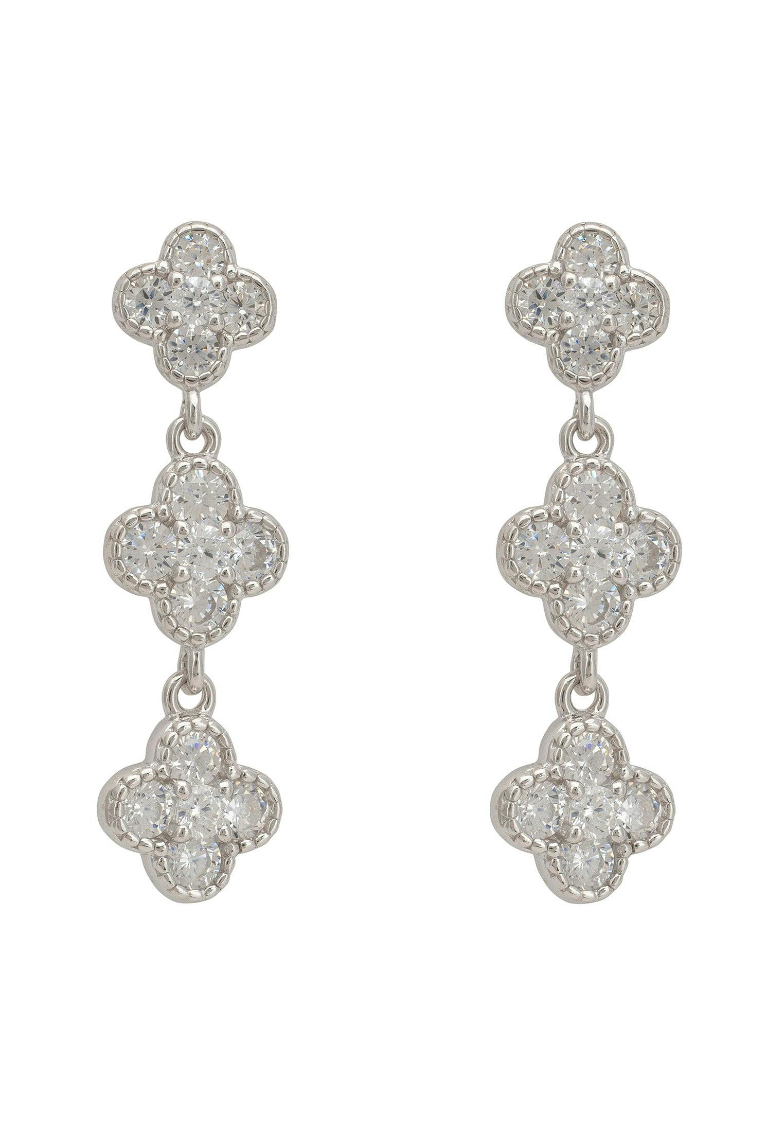 Latelita Silver Mini Triple Clover Drop Earrings