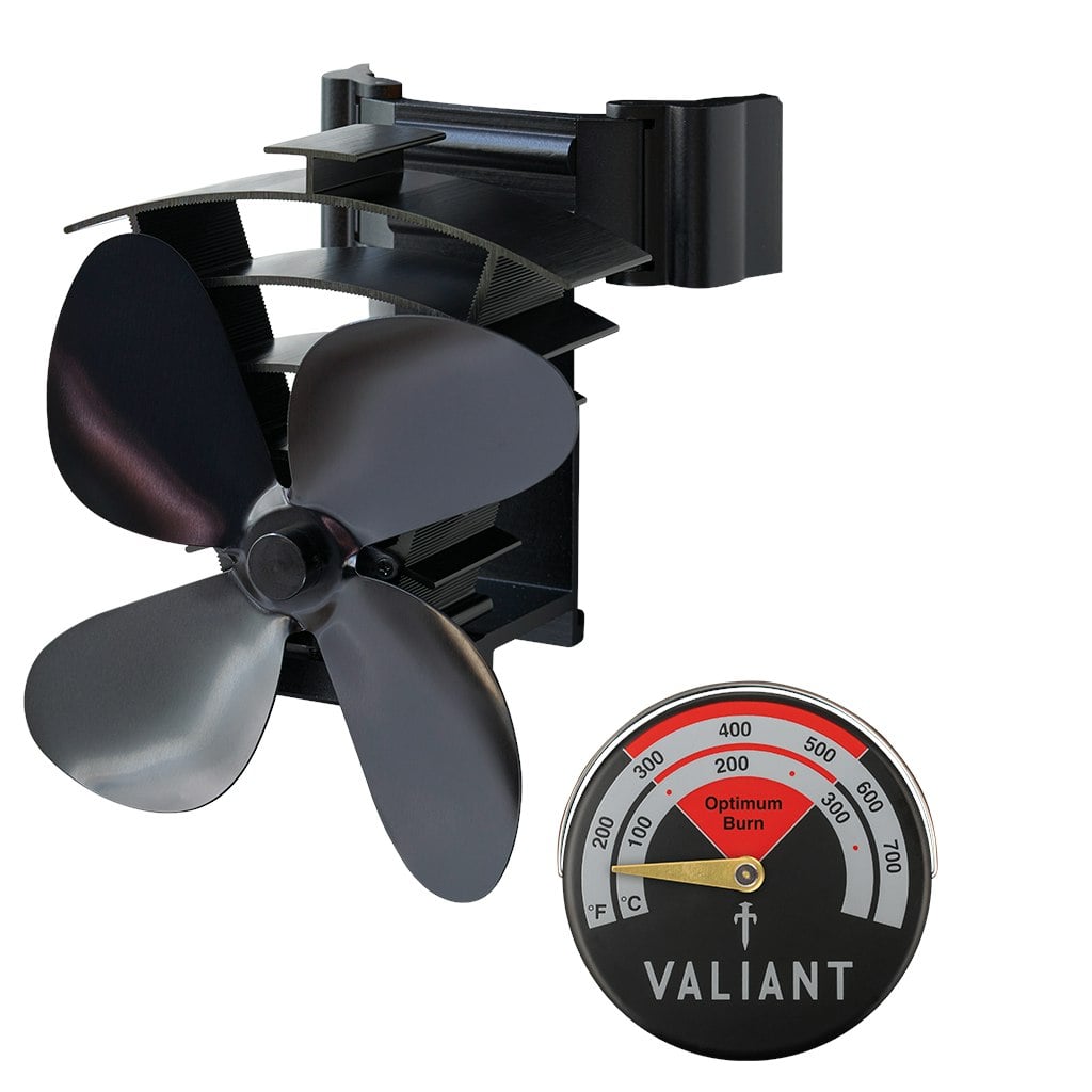 Valiant Red Remora Magnetic Flue Pipe Stove Fan And Thermometer - Remora Flue Pipe Stove Fan And Thermometer