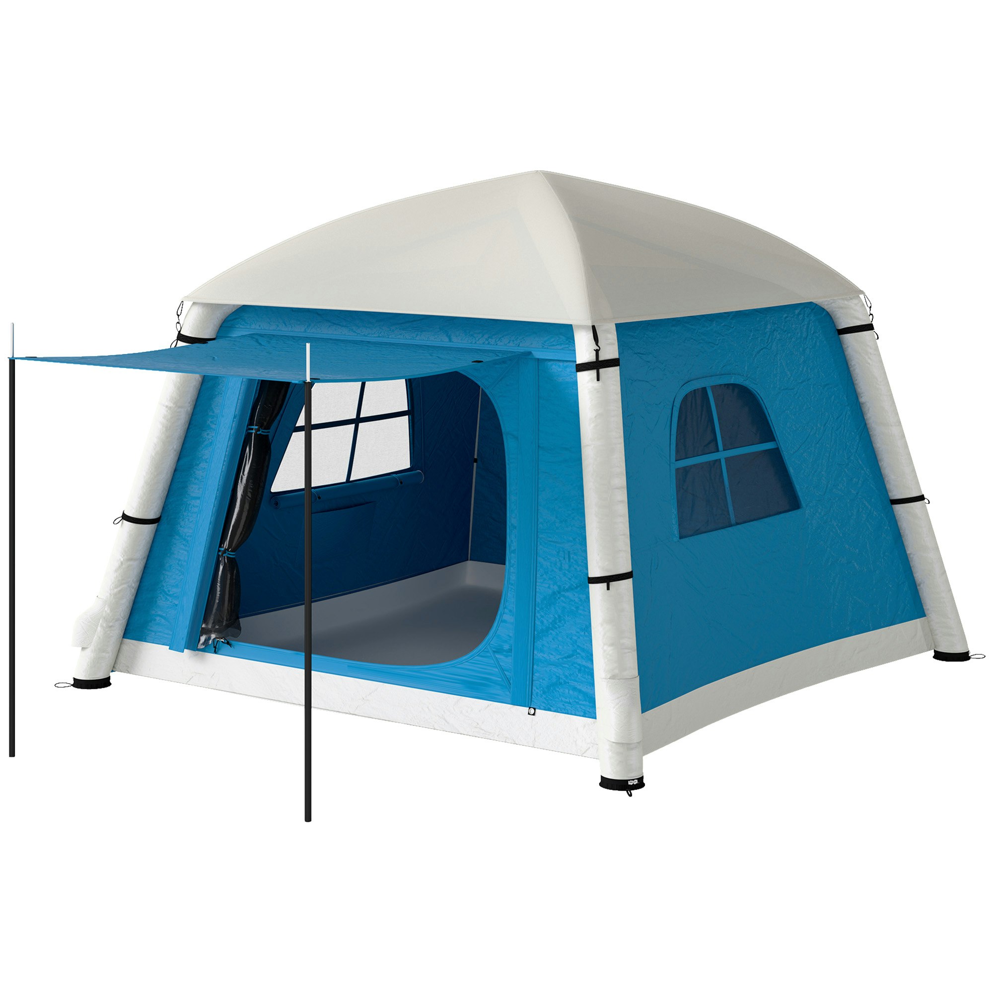 Outsunny Light/Blue Inflatable Camping Tent, 2 Man Tent, - 2.1L X Size 2.1W X 1.6H M