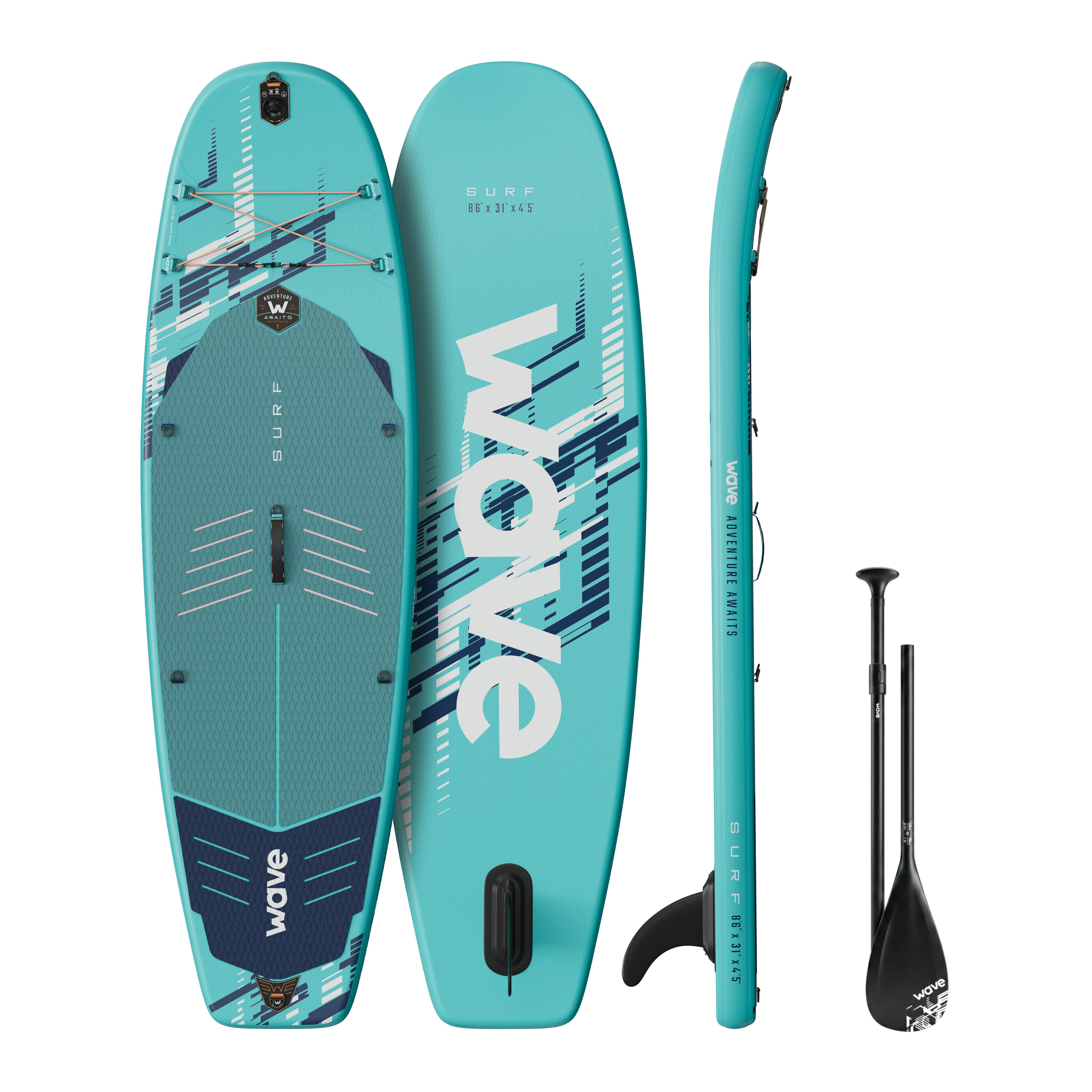 Wave Blue The Surf 3.0 Sup Inflatable Paddleboard 8.6Ft - 8.6Ft | 260X75x10cm (102X29.5x4") - Ice