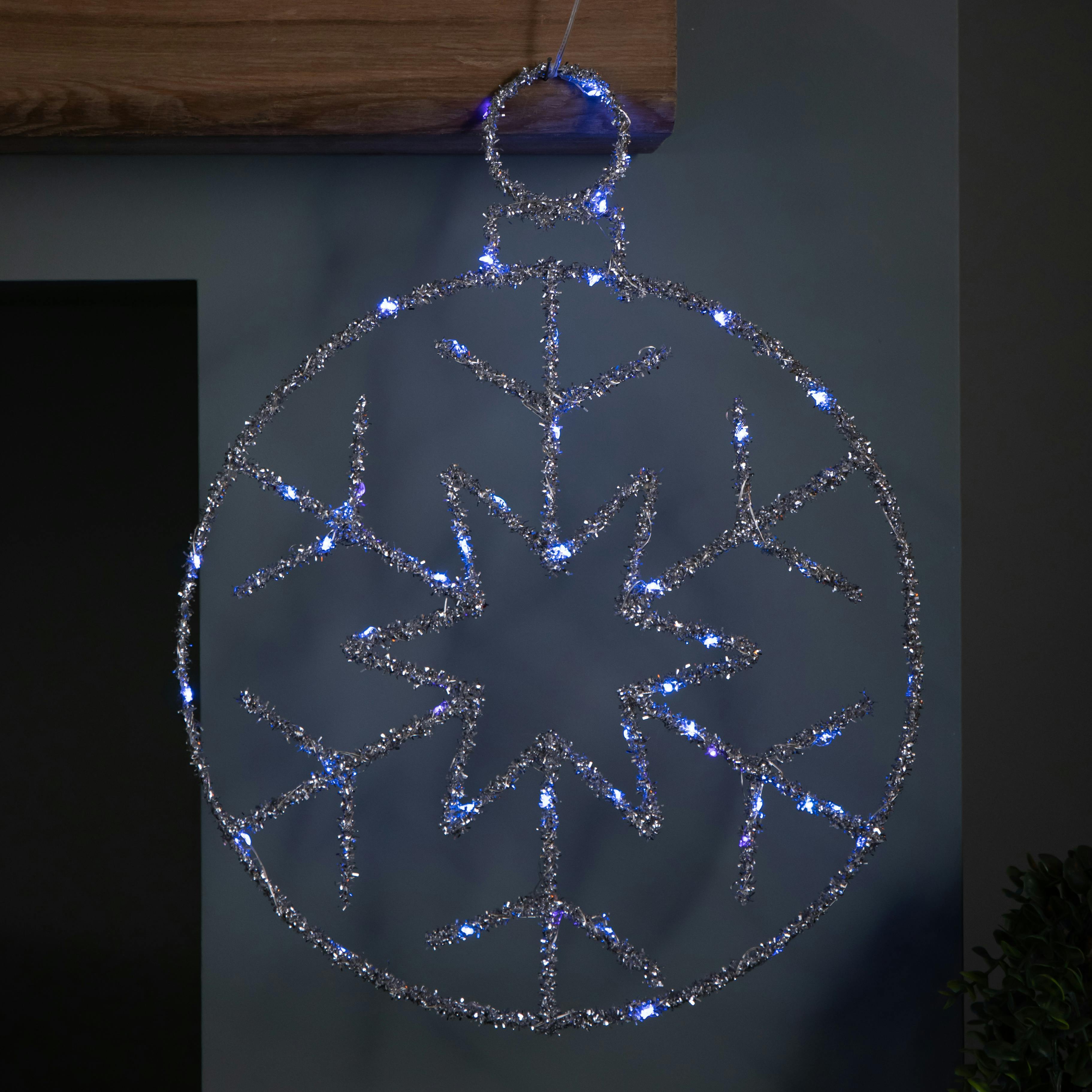 Light/Silver/Blue 49Cm Battery Powered Up Christmas Snowflake Ball With Twinkling Leds - Image 7