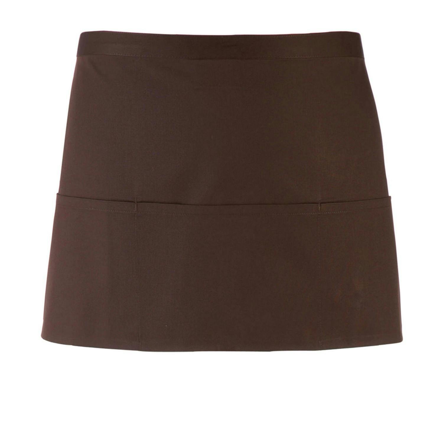 (One Size, Brown) Premier Colours 3 Pocket Short Apron 5063470681167 - Image 3