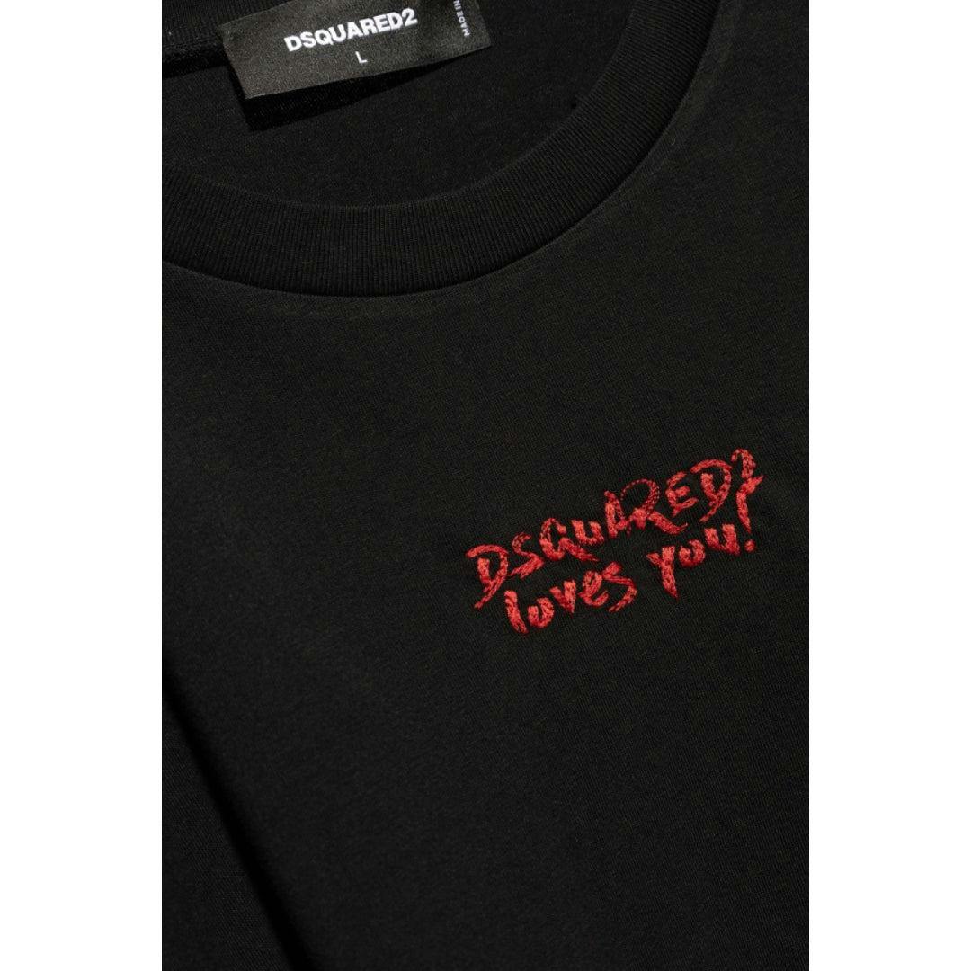 Dsquared2 Men's Black Loves You Logo T-Shirt - M - 100% Cotton