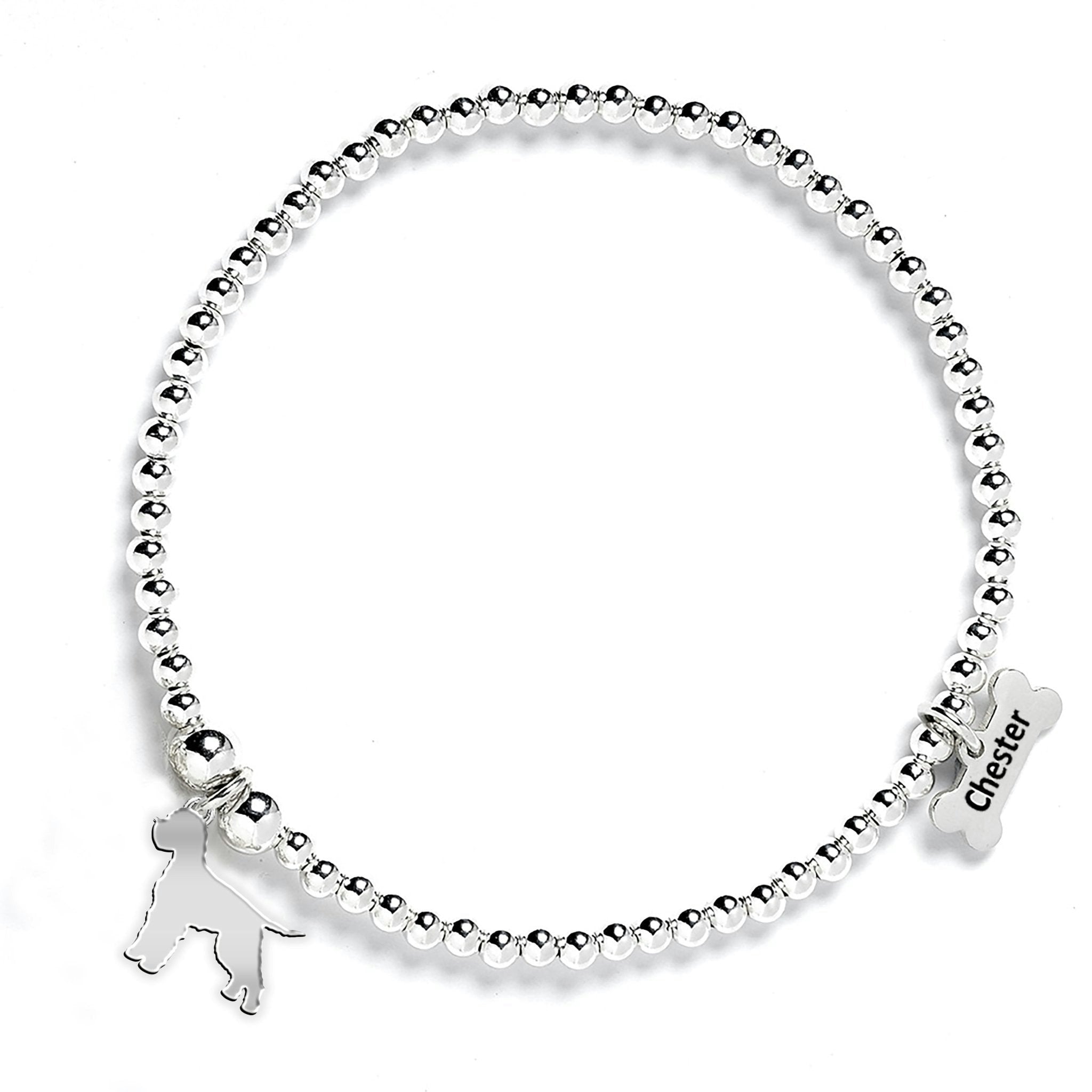 Mylee London Silver Lagotto Romagnolo Silhouette Ball Bead Bracelet - Personalised - No