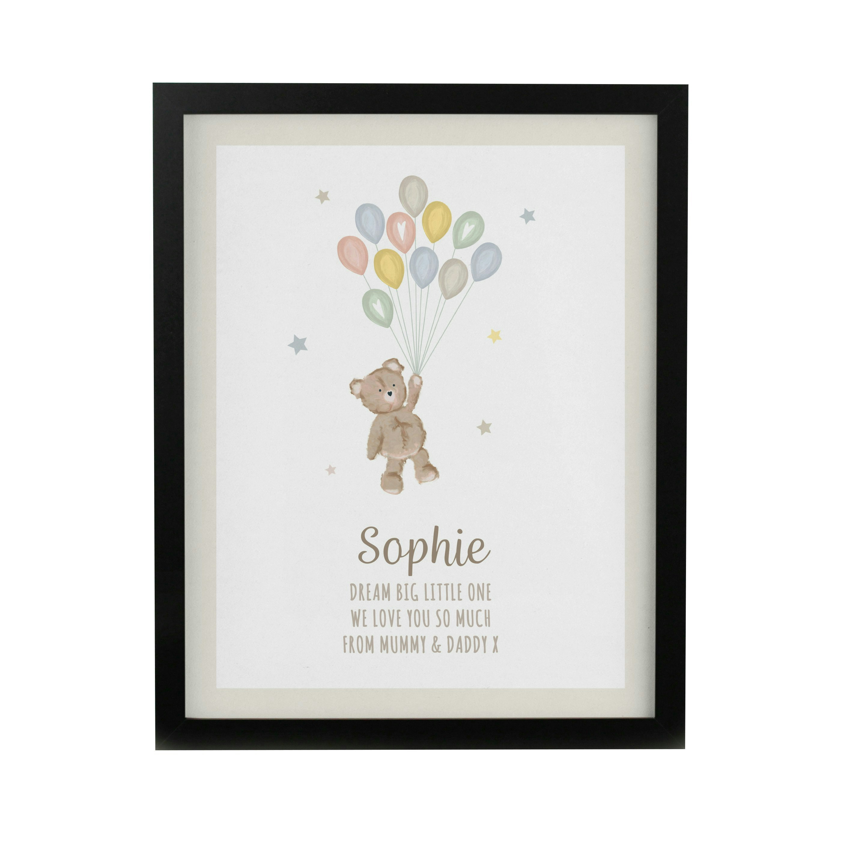 Personalised Memento Company Black Personalised Teddy Balloon Poster Frame