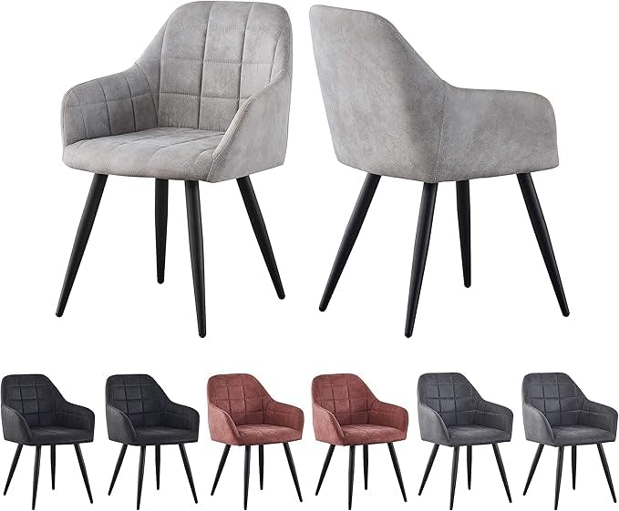 Mcc Direct Light/Grey Set Of 2 Faux Suede Leather Dining Chairs With Arms Adrian