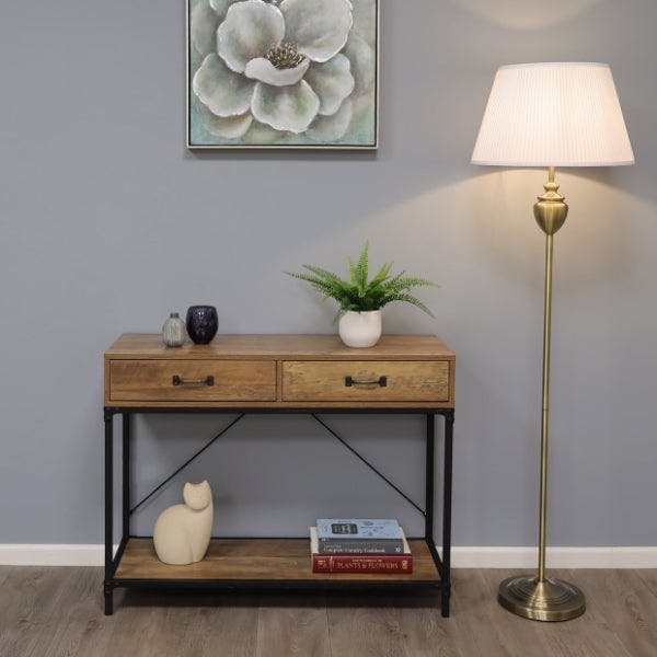 Pagazzi Lighting White Giona Antique Brass & Floor Lamp