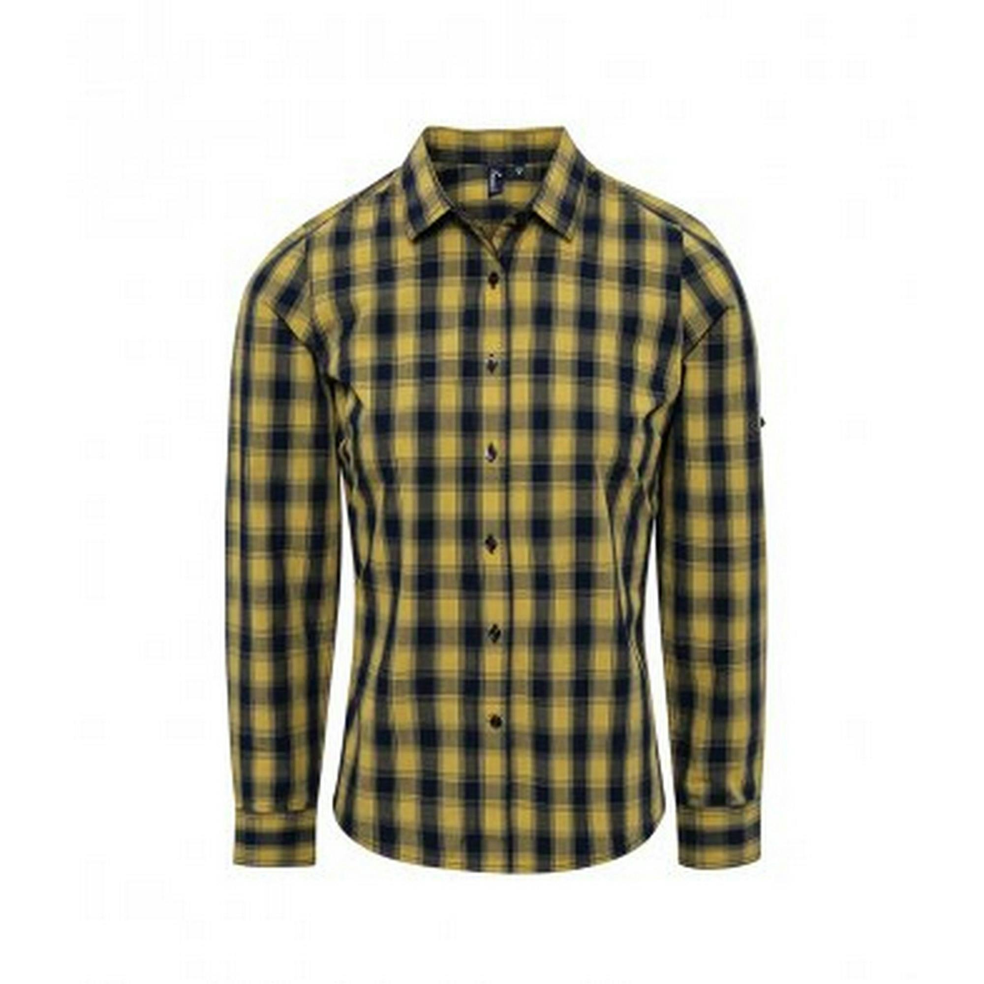 Premier (M, Camel/Navy) Womens/Ladies Mulligan Check Long Sleeve Shirt - Image 3