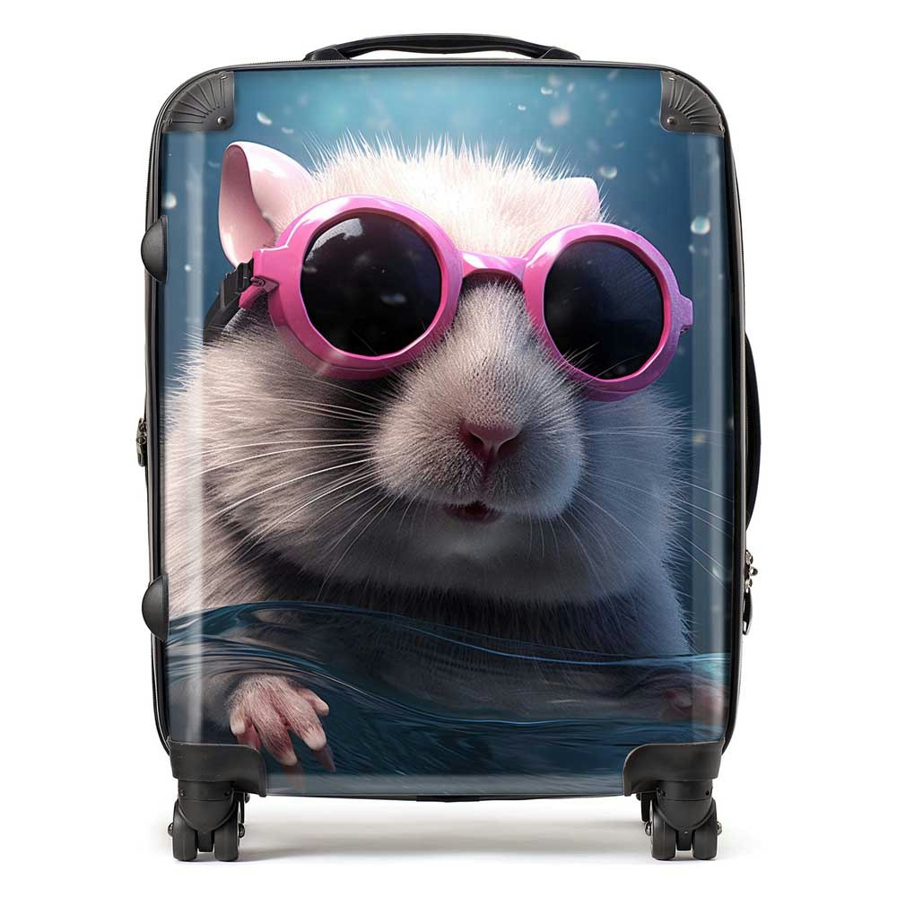Warren Reed Pink Splashart Doormouse With Glasses Suitcase - Large