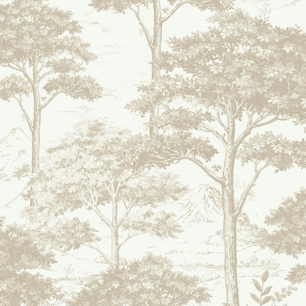 Rackhams Etched Tree Toile Textured Wallpaper, Neutral