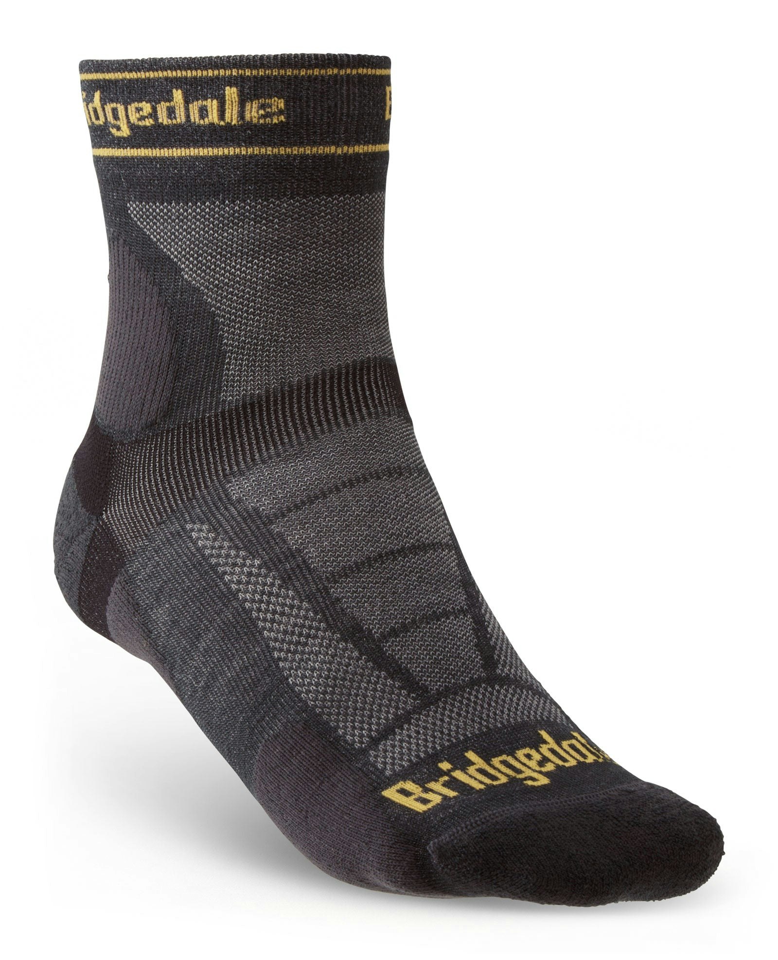 Bridgedale Men's Grey Socks Ultra-Lightweight T2 Merino Run Mini-Crew Socks {Br-710201} - Gunmetal - Medium