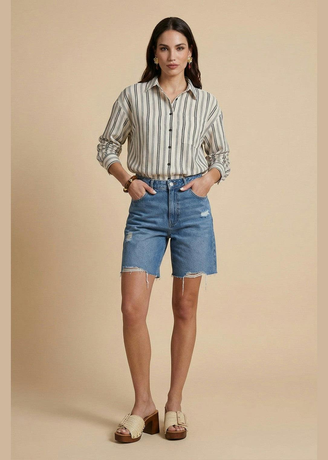 Urban Bliss Cream Stripe Shirt Pattern - 12