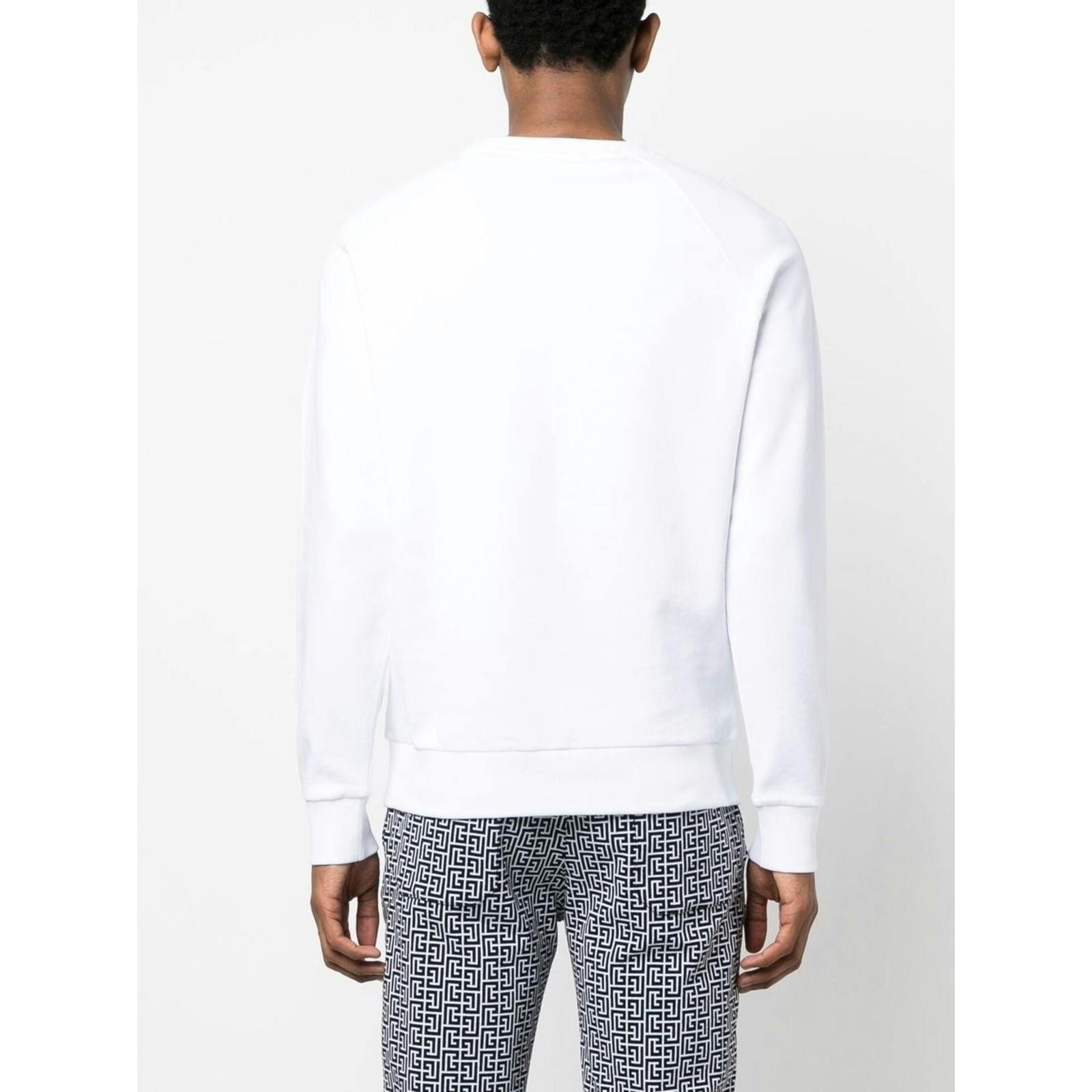 Balmain White Logo Printed Sweatshirt In - M