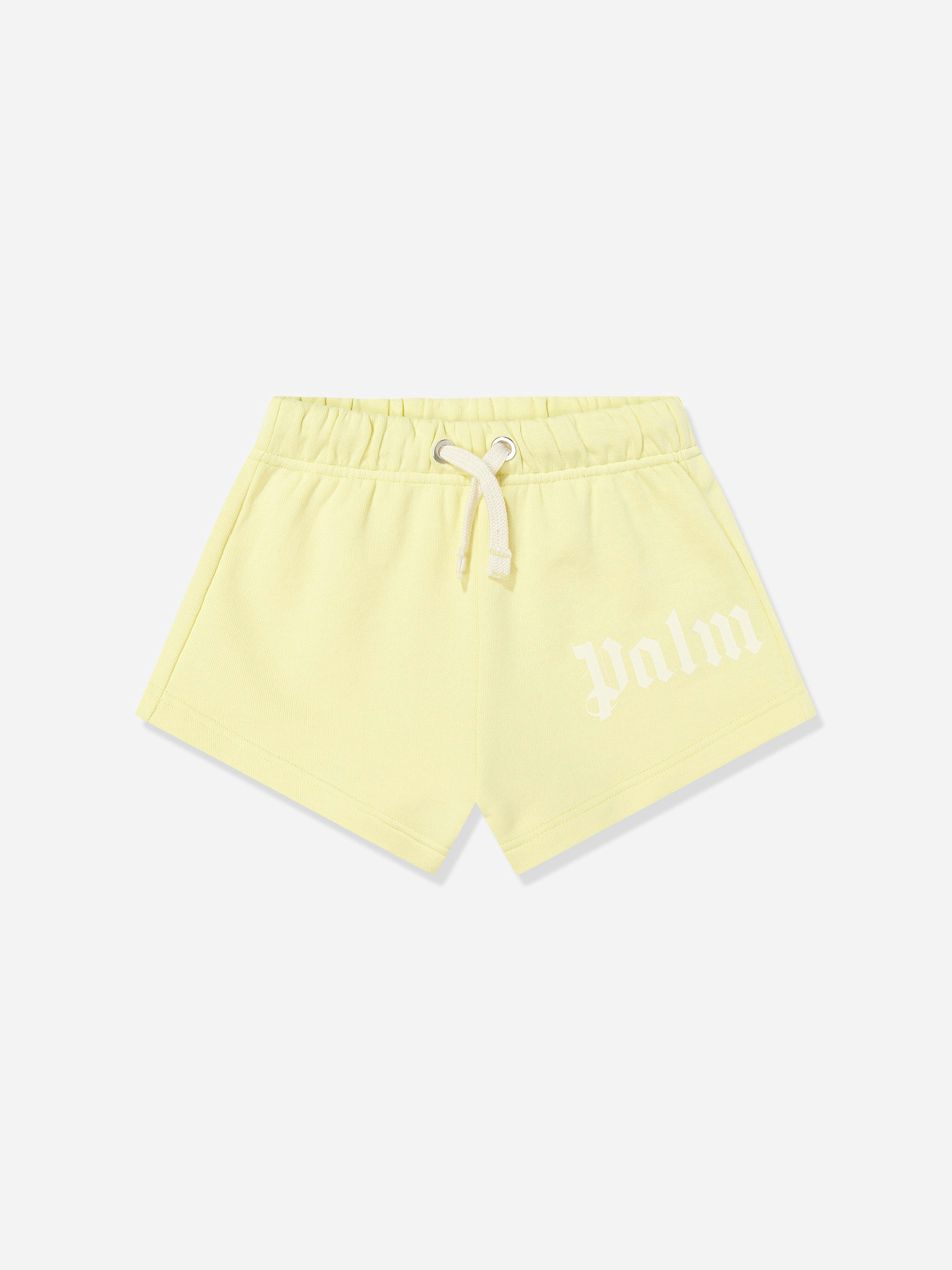 Palm Angels Girls Yellow Overlogo Sweat Shorts In - 12 Yrs
