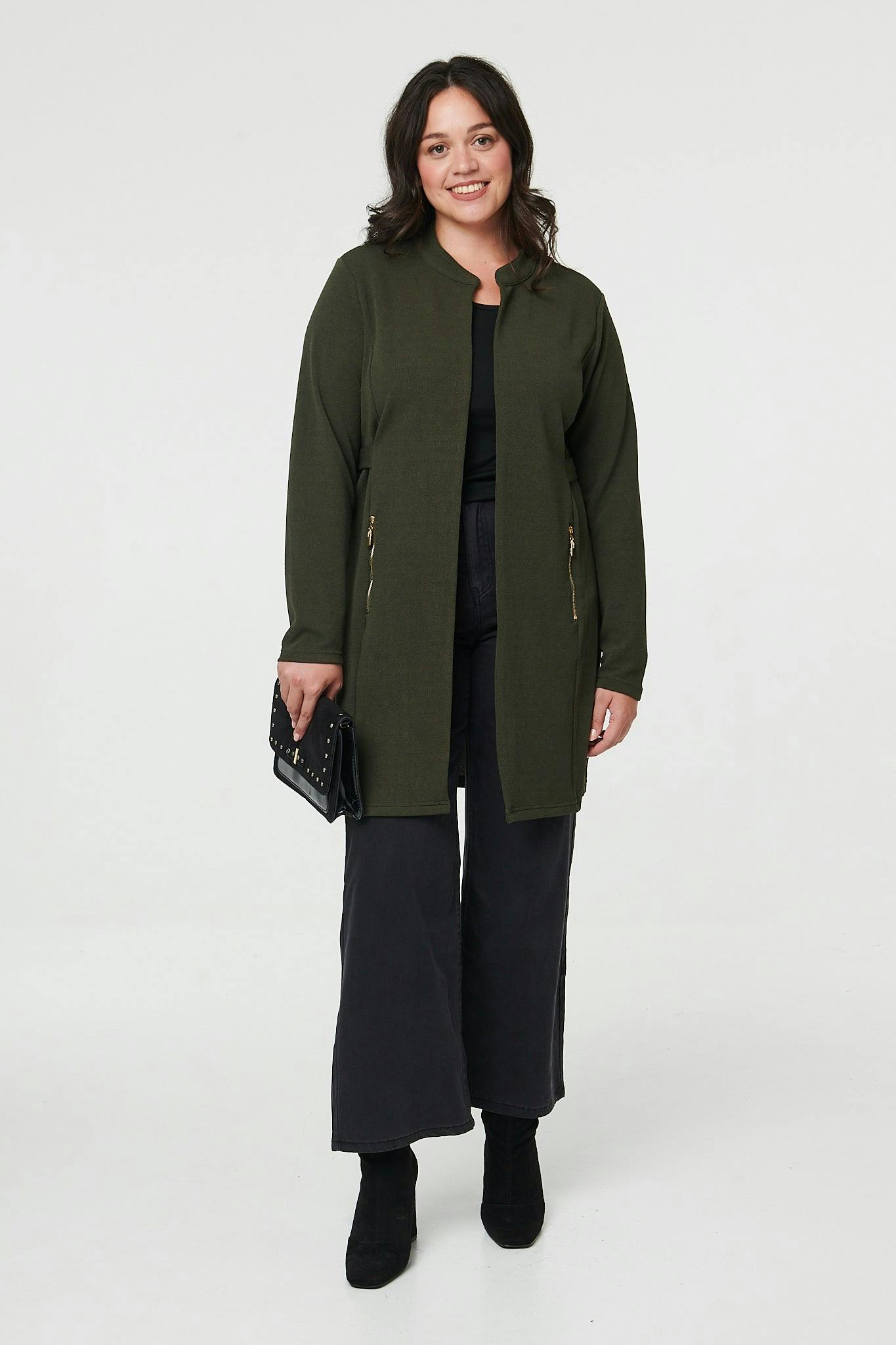 Izabel London Red Curve Open Front Longline Knit Jacket - 24