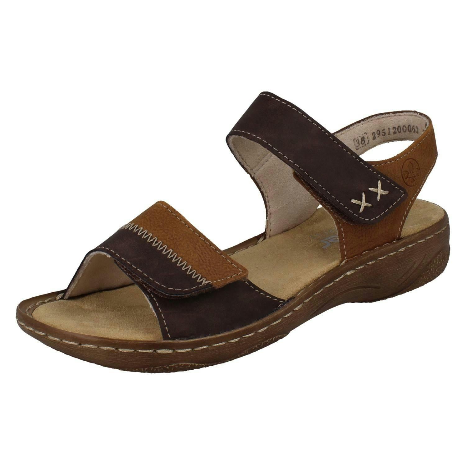 Rieker Women's Brown Antistress Colour Panel Sandals V2860 - Uk 8