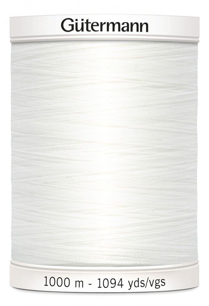 Gutermann White Sew All Polyester Sewing Thread 1000M Polyester Thread Suitable For Dressmaking - 800 - 1000 Metres