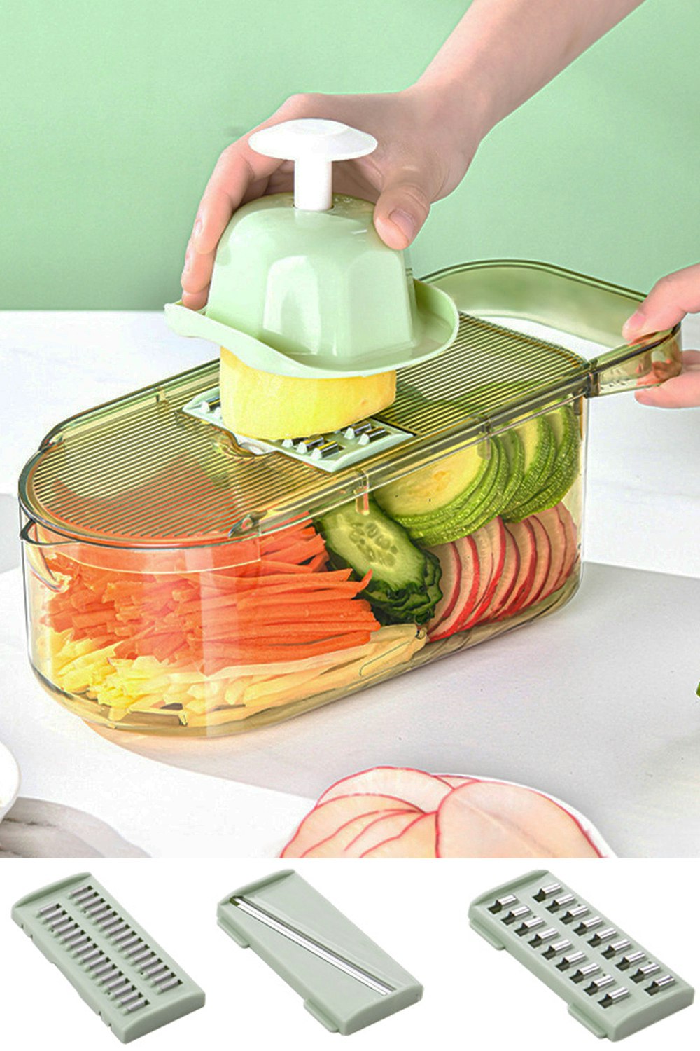 Rackhams Green 6-In-1 Kitchen Vegetable Food Slicer Chopper Cutter Multifunctional Grater With Handguard