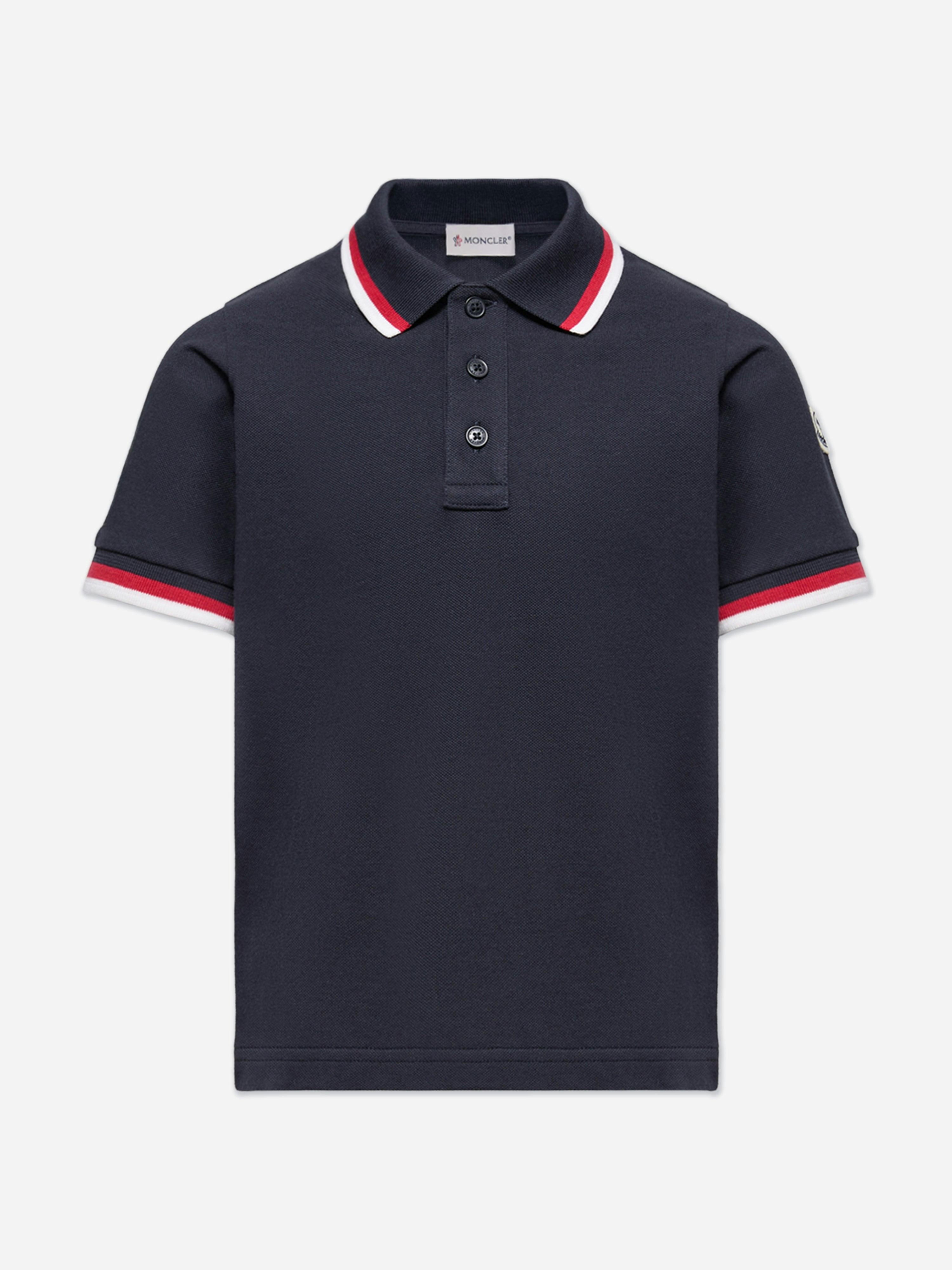 Moncler Enfant Boys Cotton Polo Shirt In Navy - Navy - 6 Yrs
