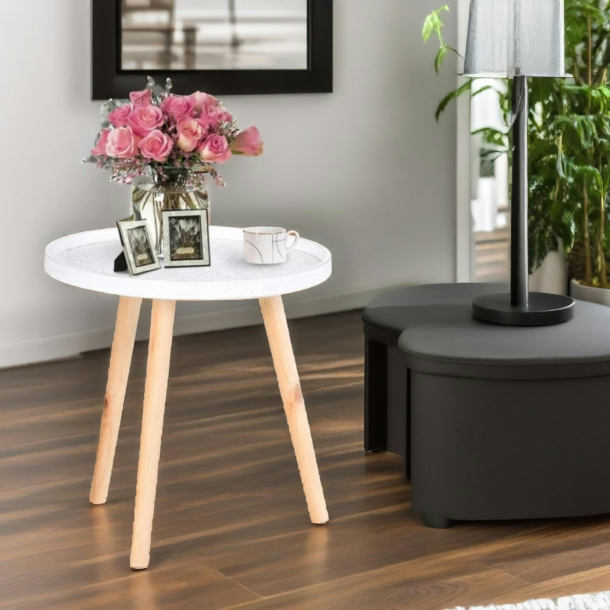 Rafaelo Mobilia Narrow Side Table With Flower Design
