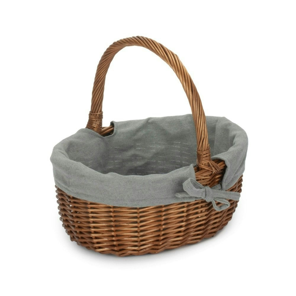 Rackhams Grey Double Steamed Oval Wicker Shopping Basket