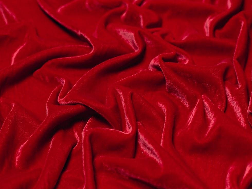 Minerva Red Core Range Triple Crown Velvet Fabric - Plain Design Dressmaking Fabric, 110 Cm / 44" Wide - Per Metre